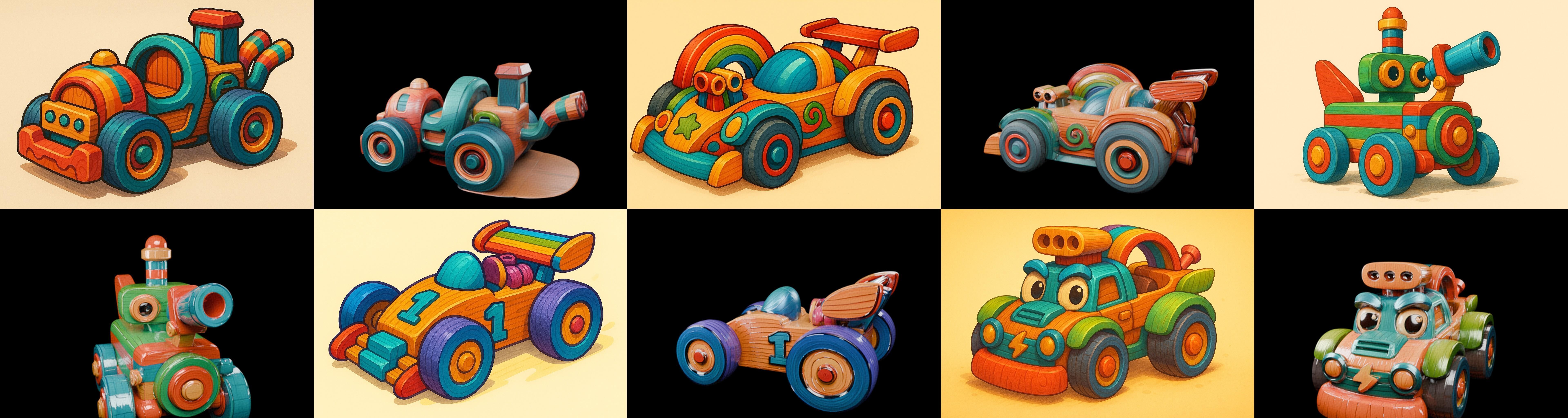 Wood Toy bundle 9 pack 100 glb Low-poly 3D model_3