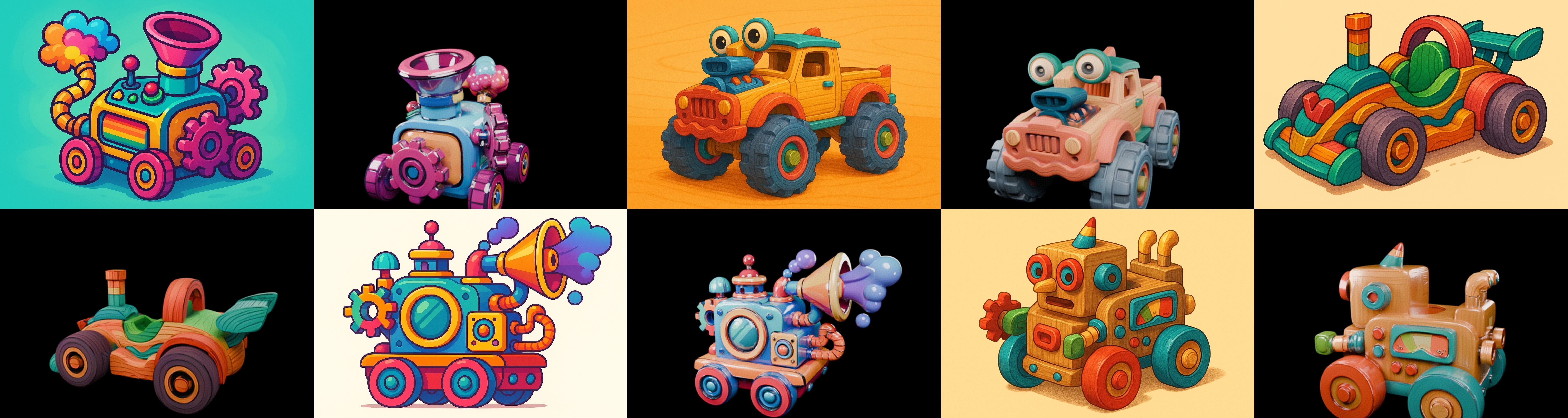 Wood Toy bundle 9 pack 100 glb Low-poly 3D model_13