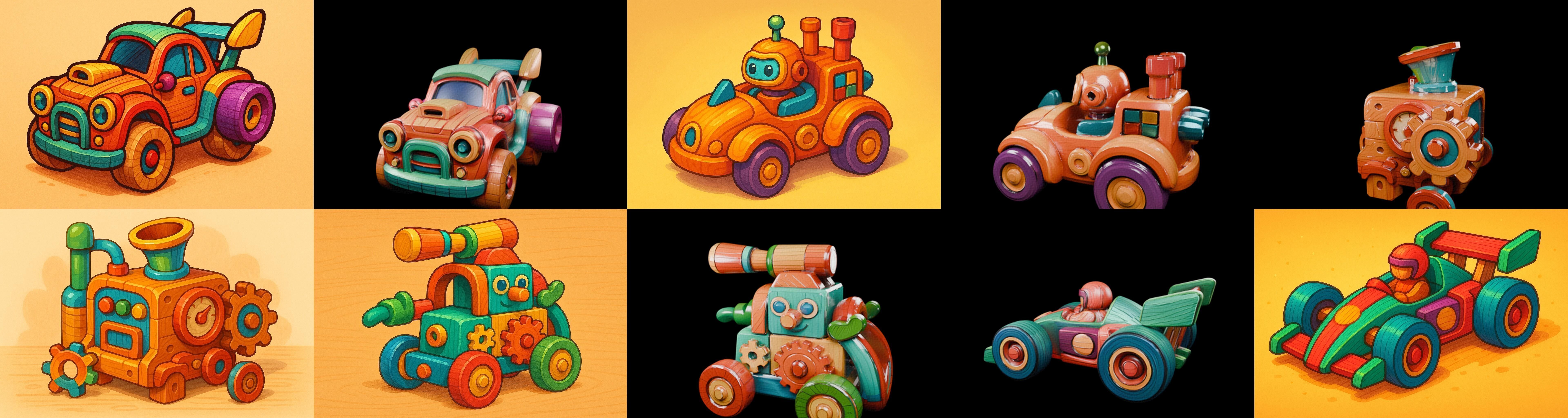 Wood Toy bundle 9 pack 100 glb Low-poly 3D model_17