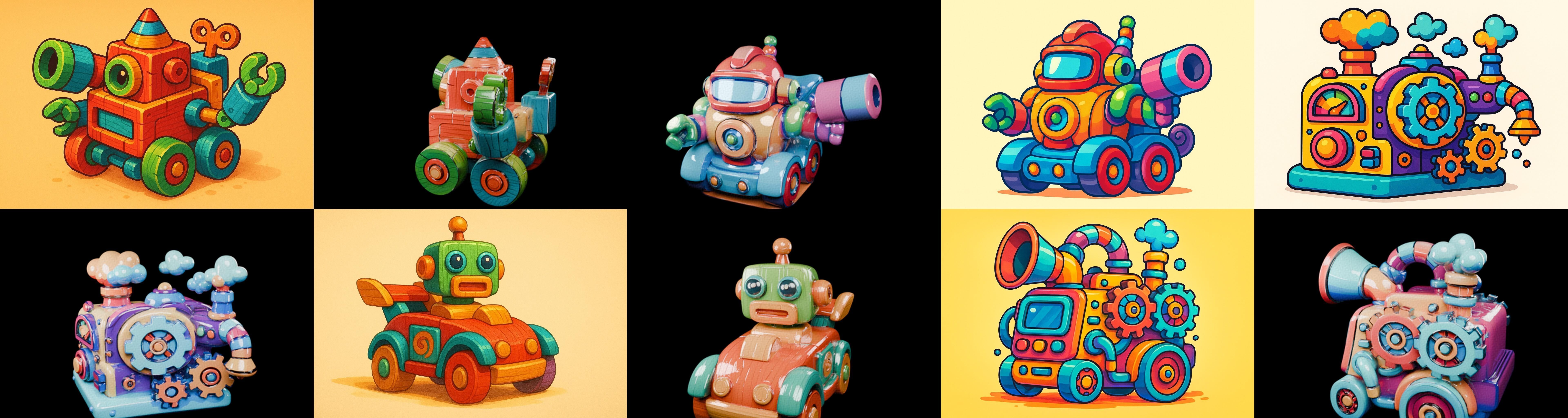 Wood Toy bundle 9 pack 100 glb Low-poly 3D model_6