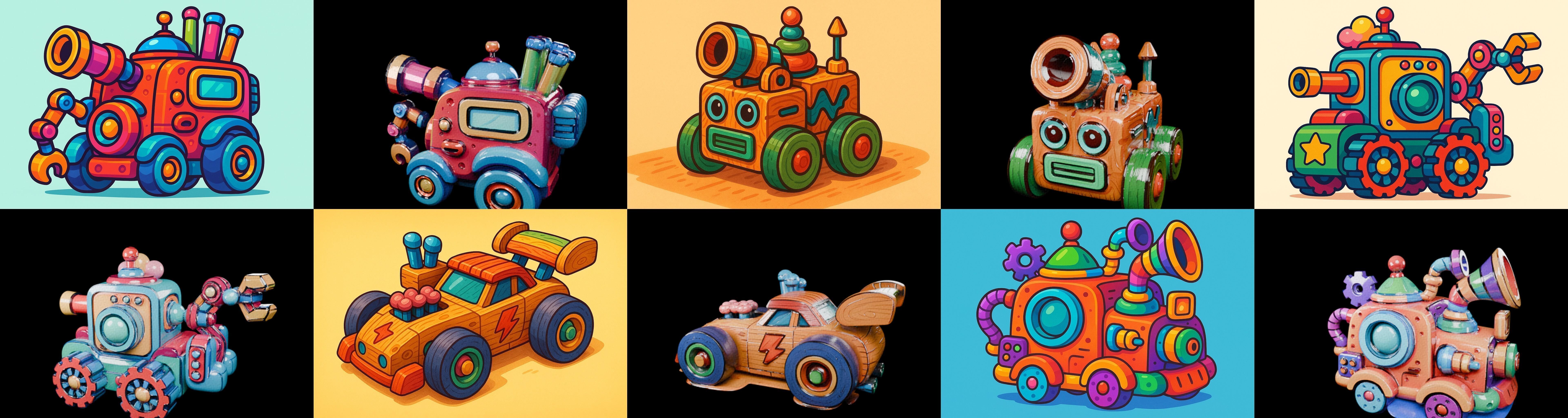 Wood Toy bundle 9 pack 100 glb Low-poly 3D model_19