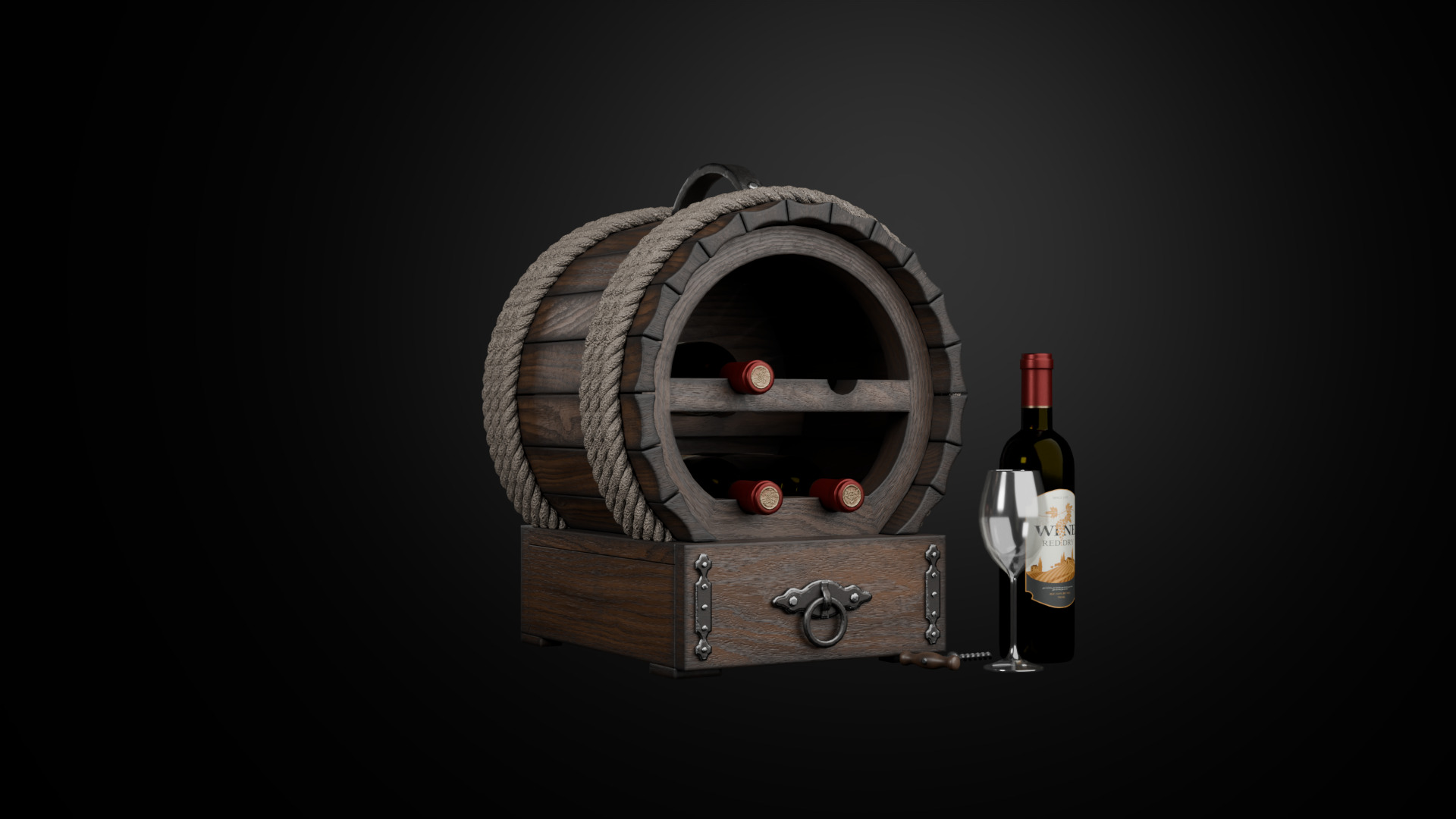 Wine box Low-poly 3D model_13