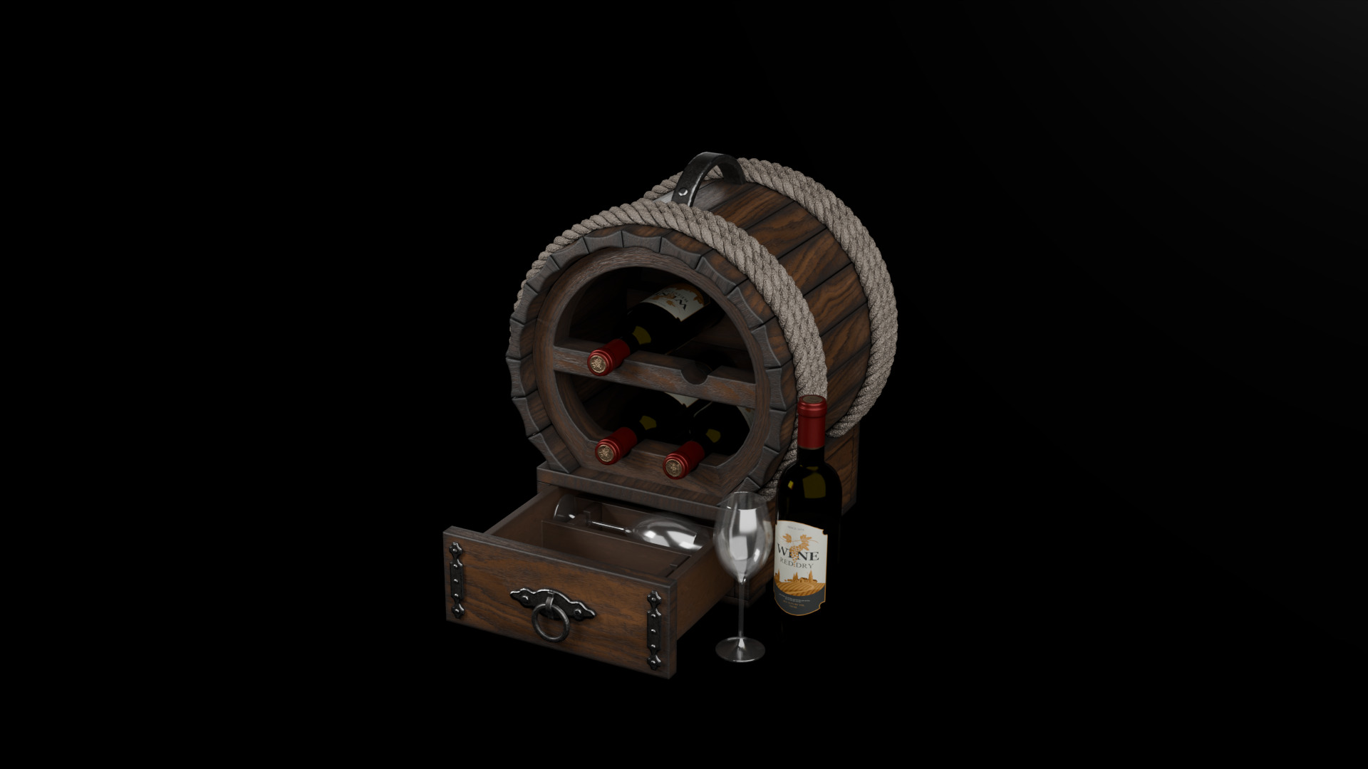 Wine box Low-poly 3D model_1