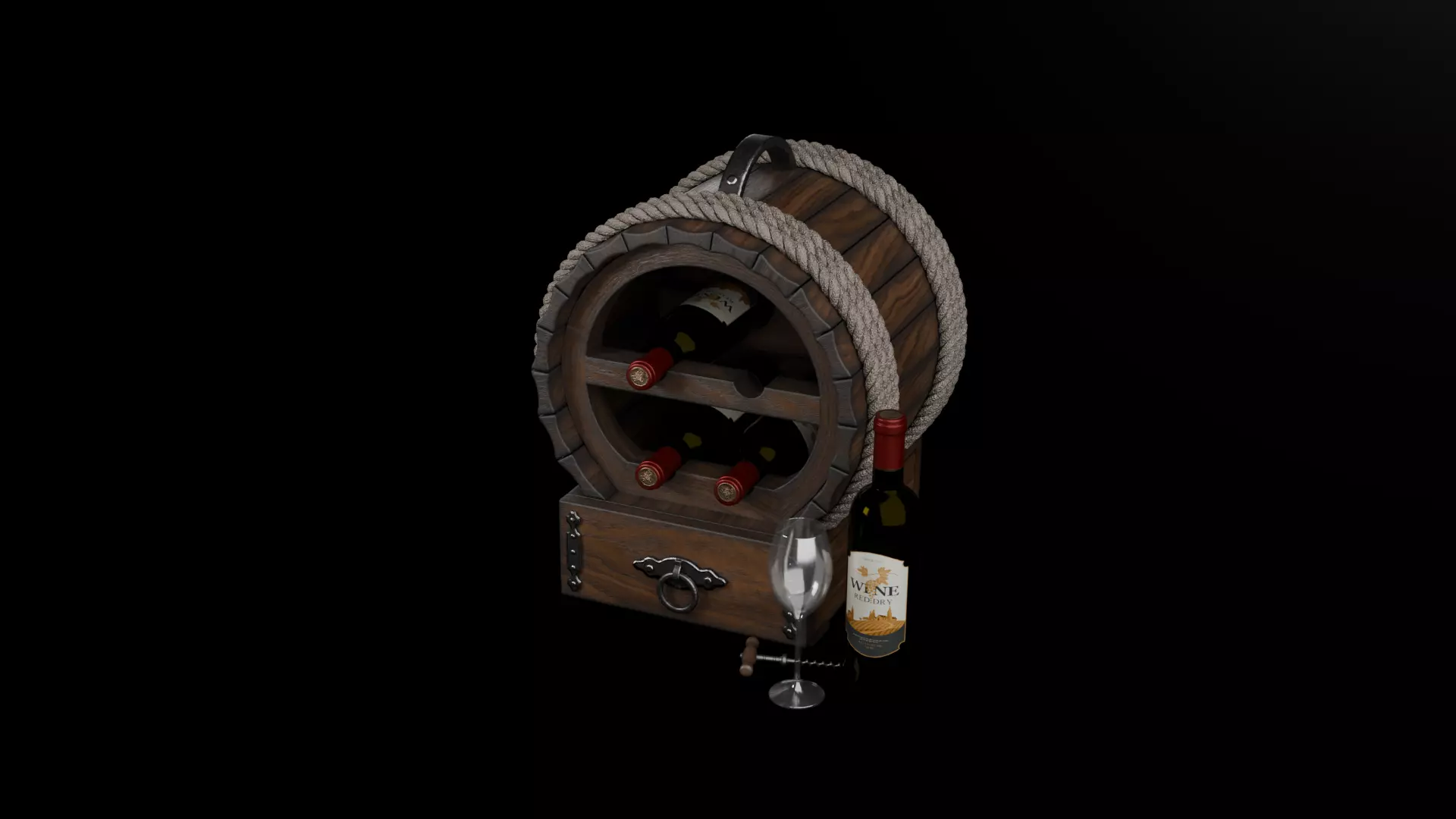 Wine box Low-poly 3D model_0