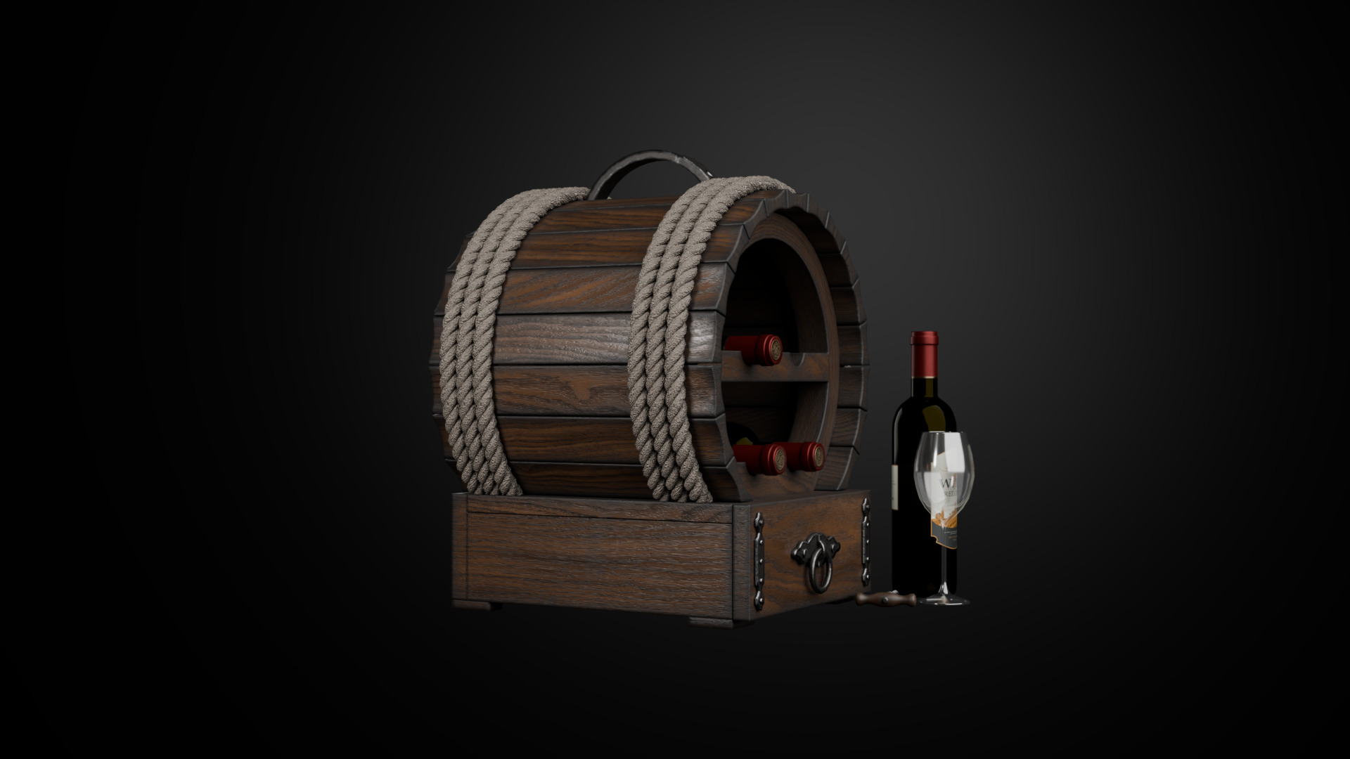 Wine box Low-poly 3D model_12