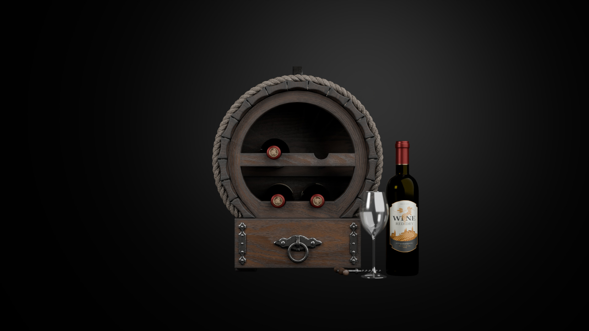 Wine box Low-poly 3D model_2