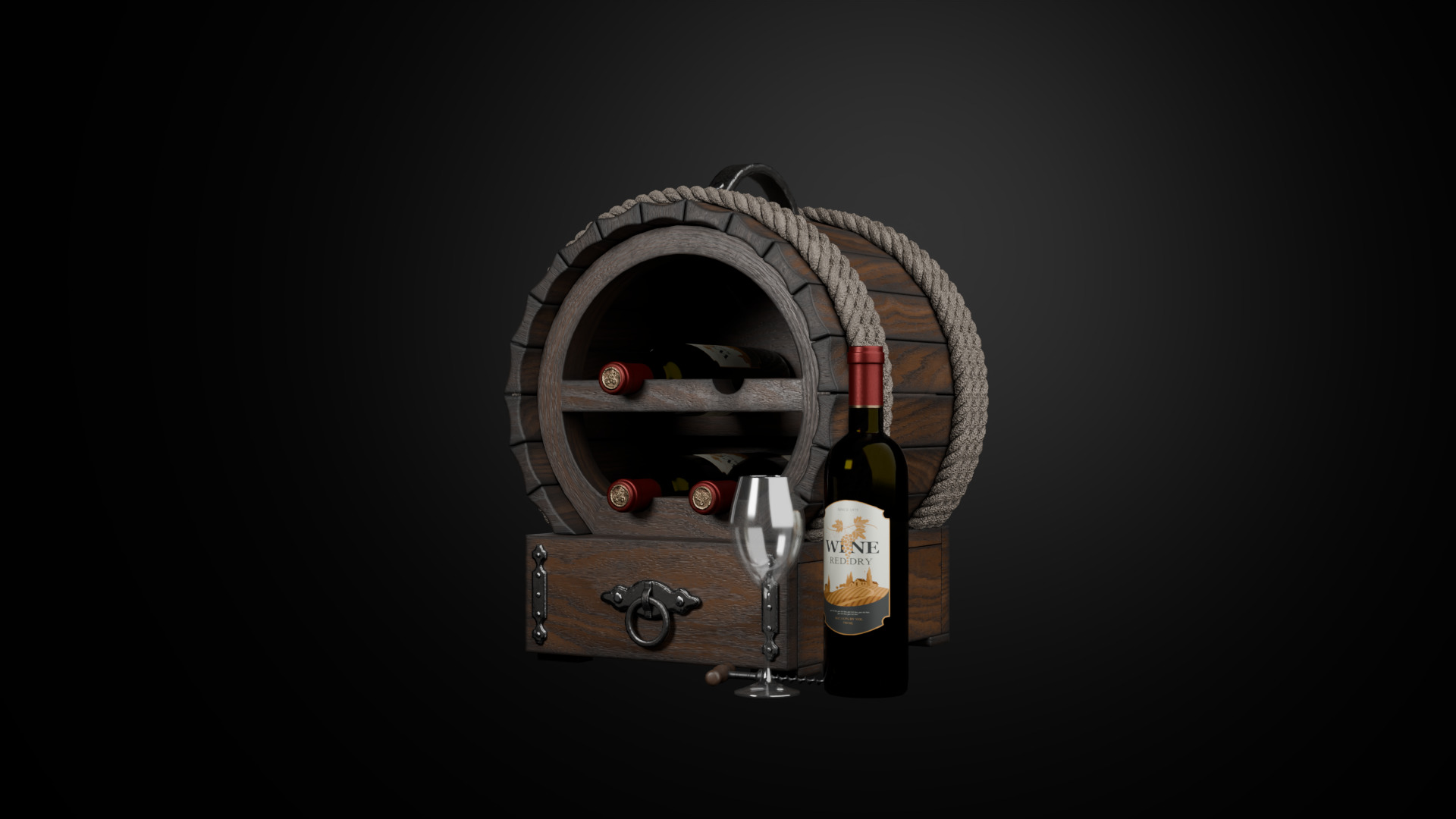 Wine box Low-poly 3D model_3