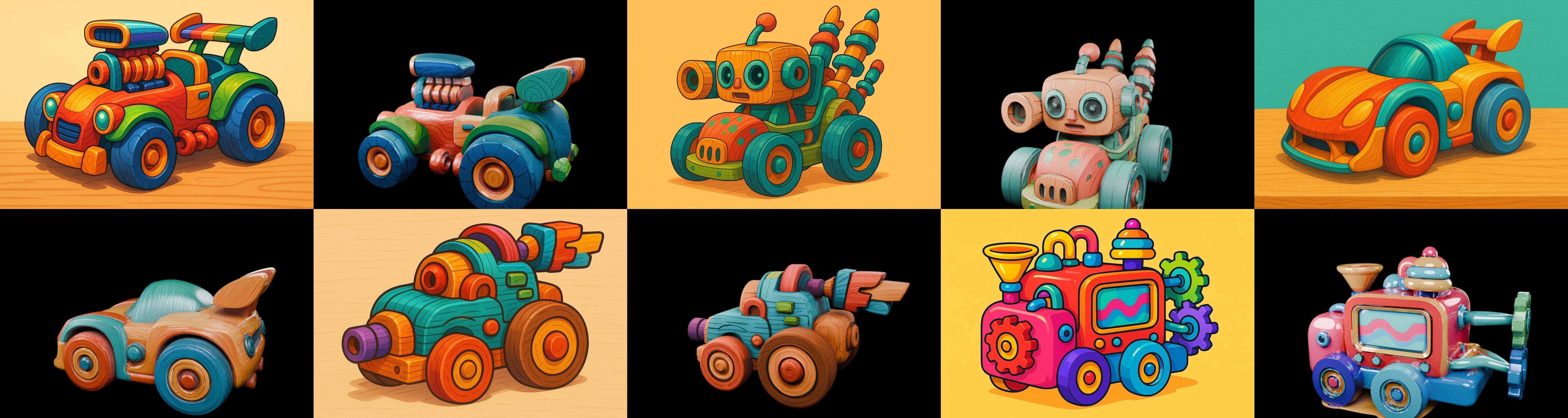 Wood Toy bundle 8 pack 100 glb Low-poly 3D model_12