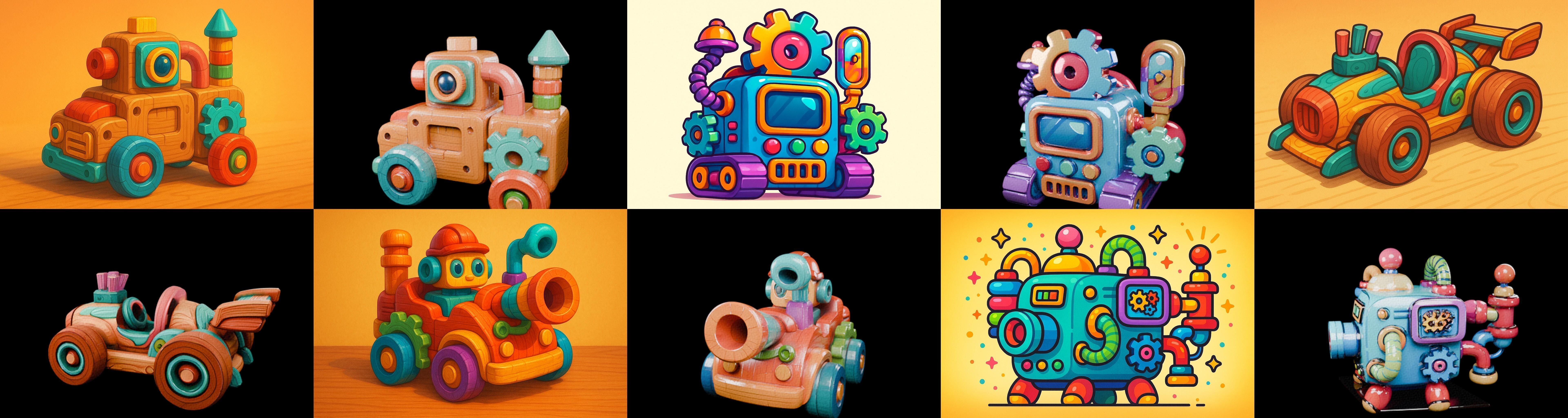 Wood Toy bundle 8 pack 100 glb Low-poly 3D model_18