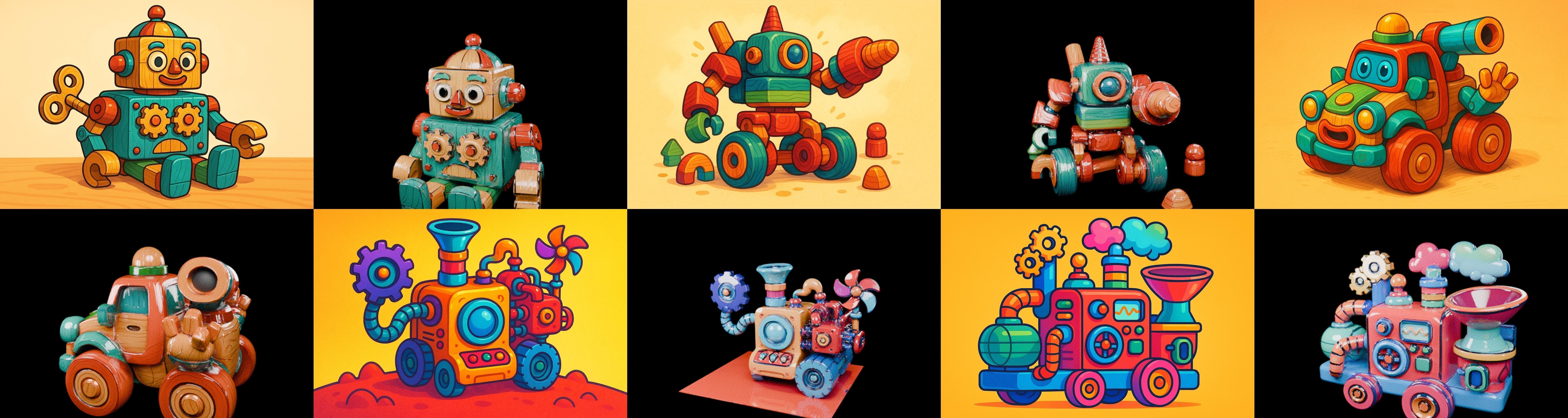 Wood Toy bundle 8 pack 100 glb Low-poly 3D model_3