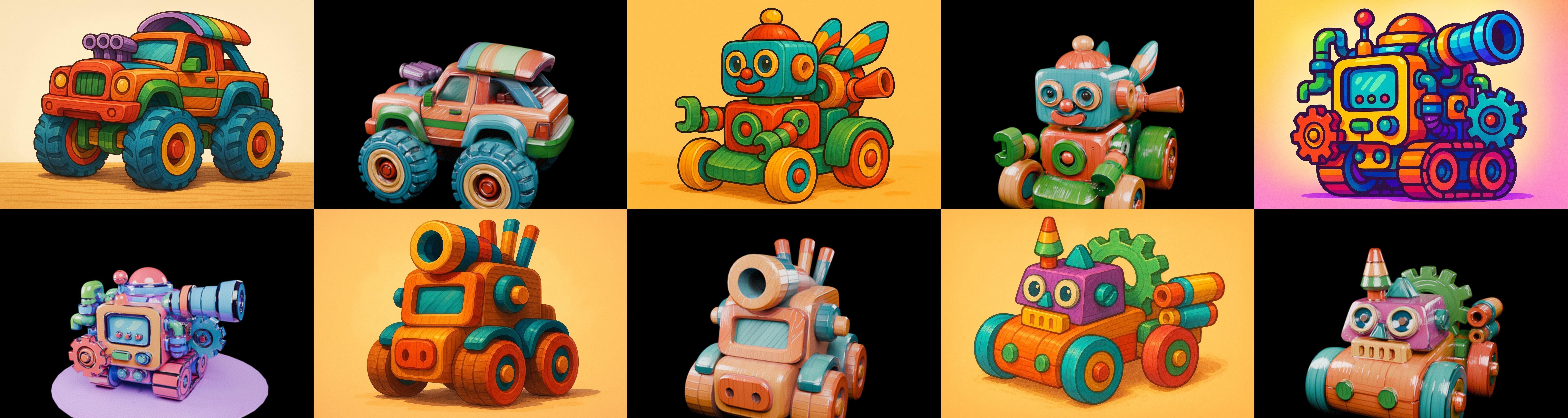 Wood Toy bundle 8 pack 100 glb Low-poly 3D model_2