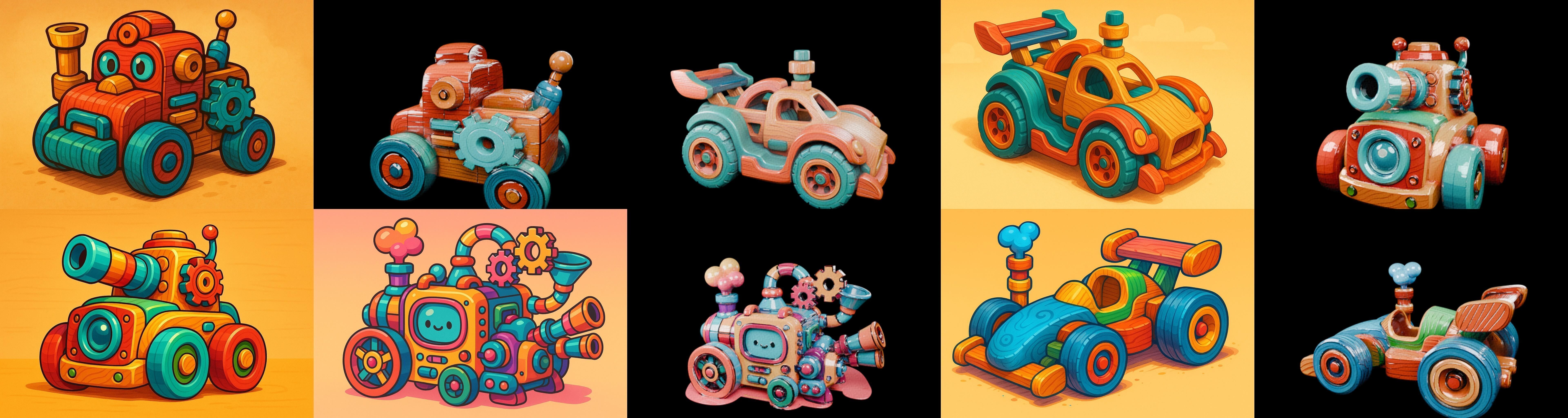 Wood Toy bundle 8 pack 100 glb Low-poly 3D model_4