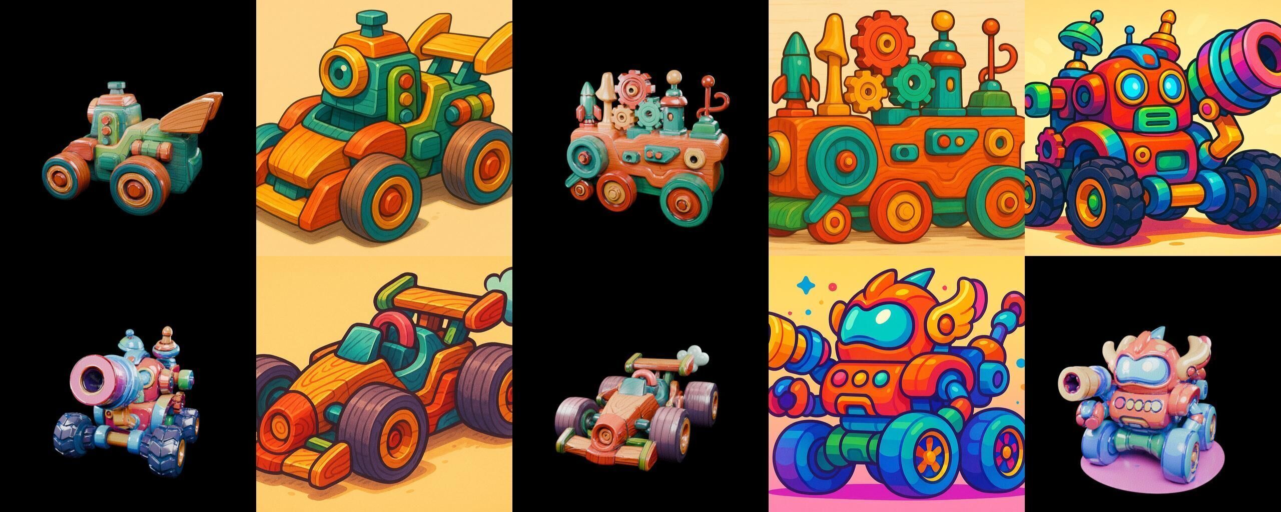 Wood Toy bundle 8 pack 100 glb Low-poly 3D model_10