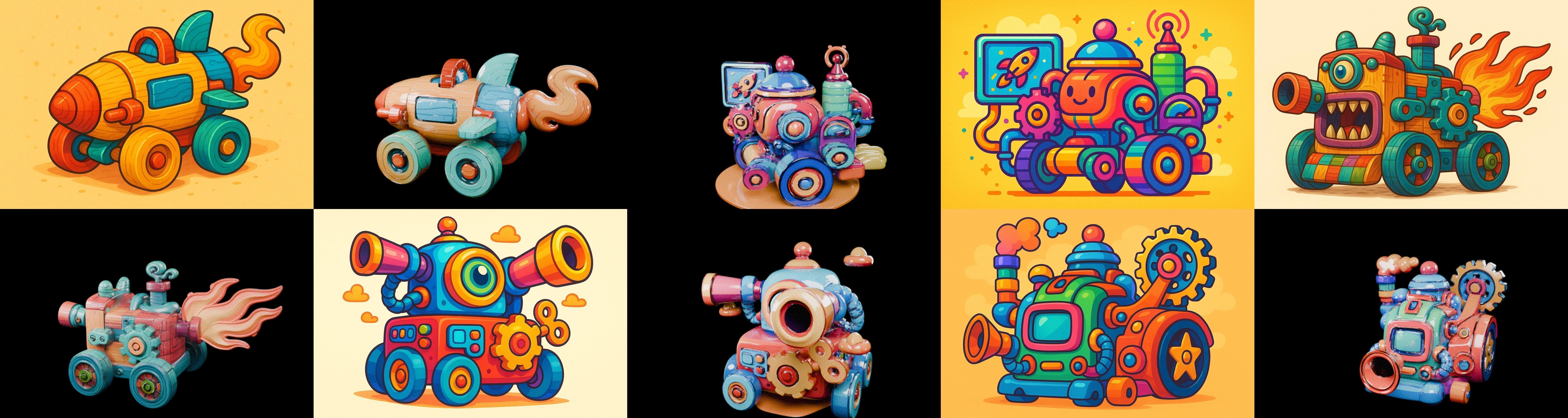 Wood Toy bundle 8 pack 100 glb Low-poly 3D model_1