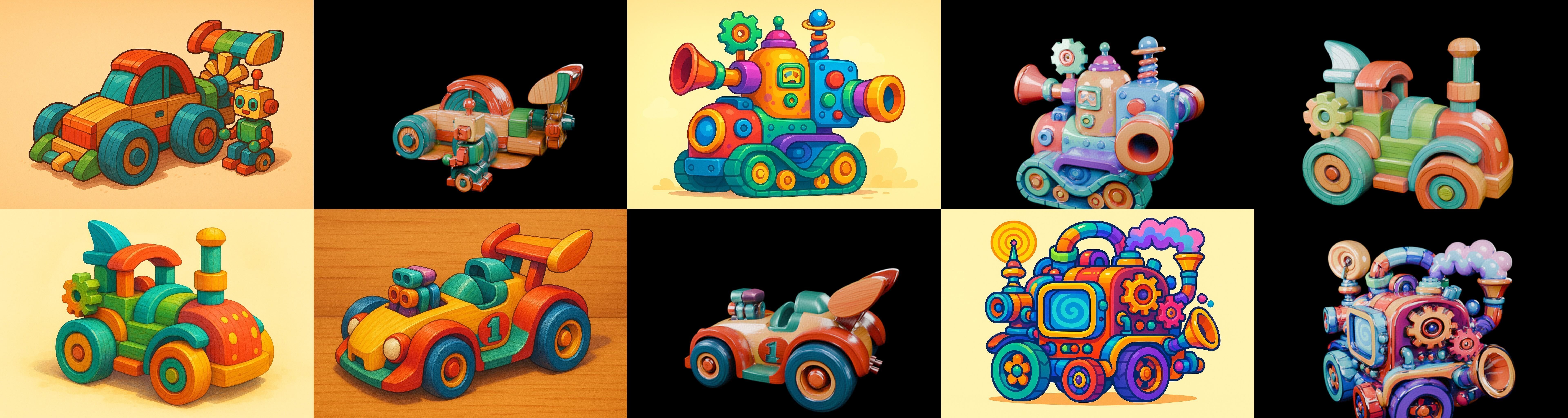 Wood Toy bundle 8 pack 100 glb Low-poly 3D model_15