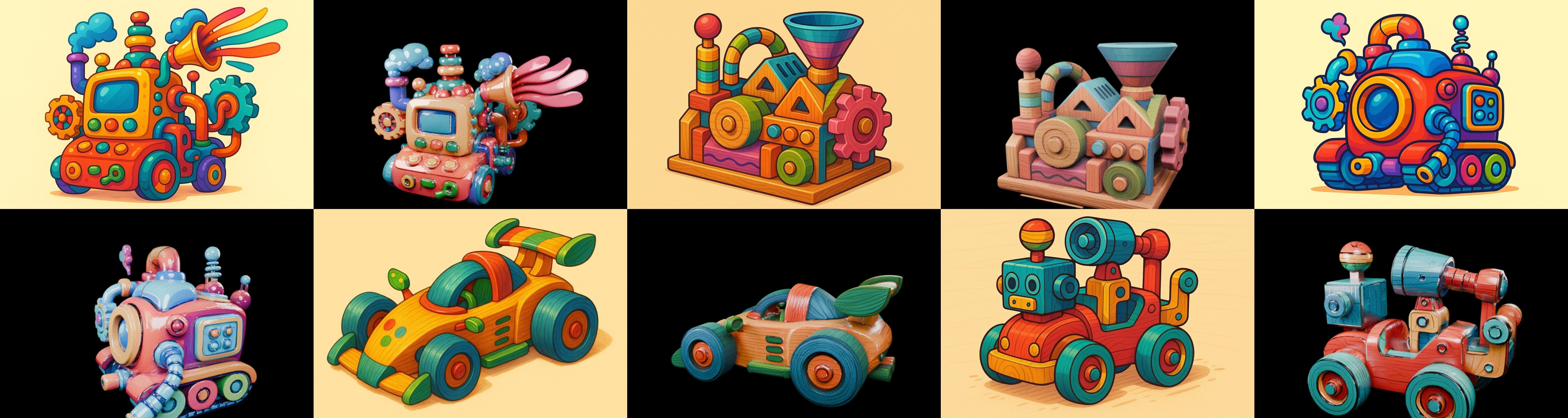 Wood Toy bundle 8 pack 100 glb Low-poly 3D model_13