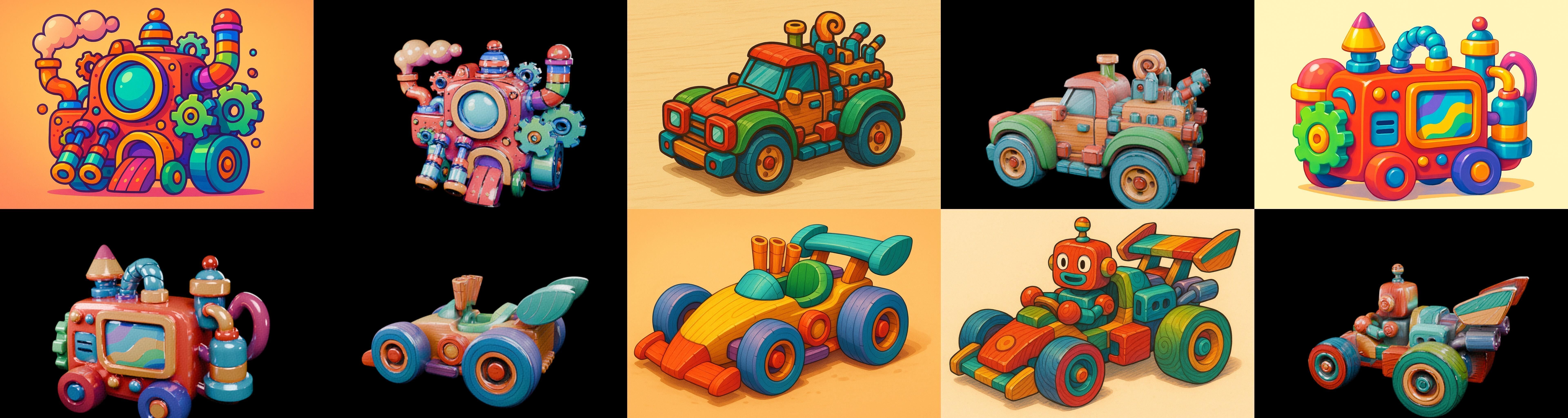 Wood Toy bundle 8 pack 100 glb Low-poly 3D model_17