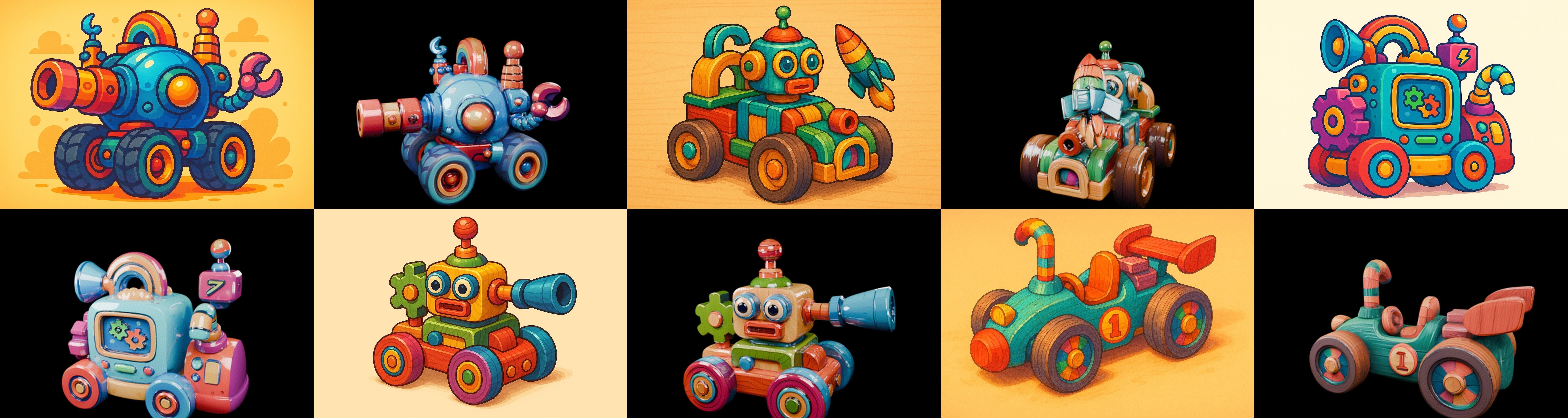 Wood Toy bundle 8 pack 100 glb Low-poly 3D model_5