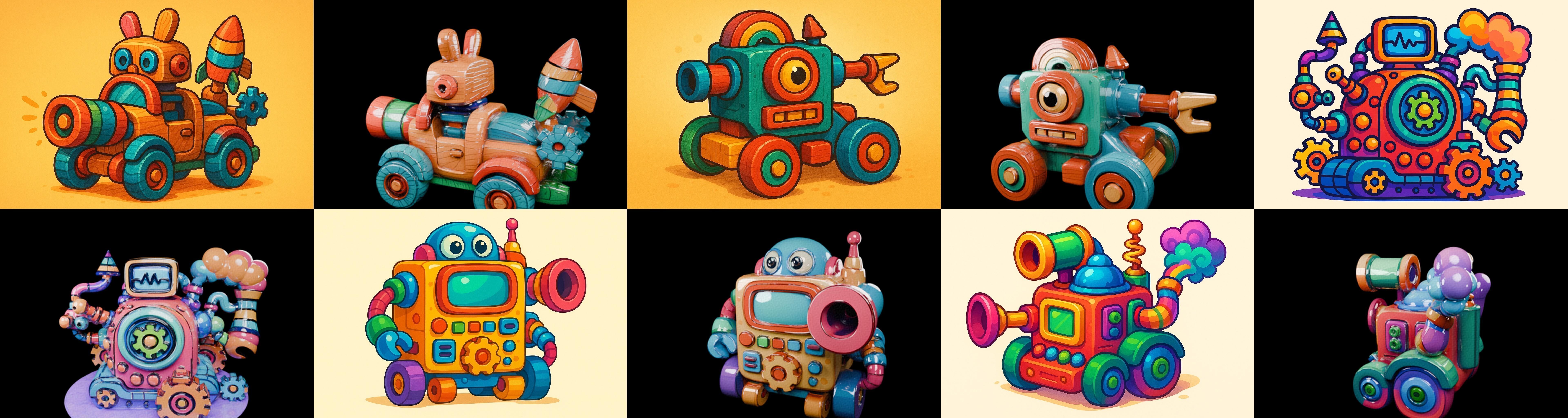 Wood Toy bundle 8 pack 100 glb Low-poly 3D model_11