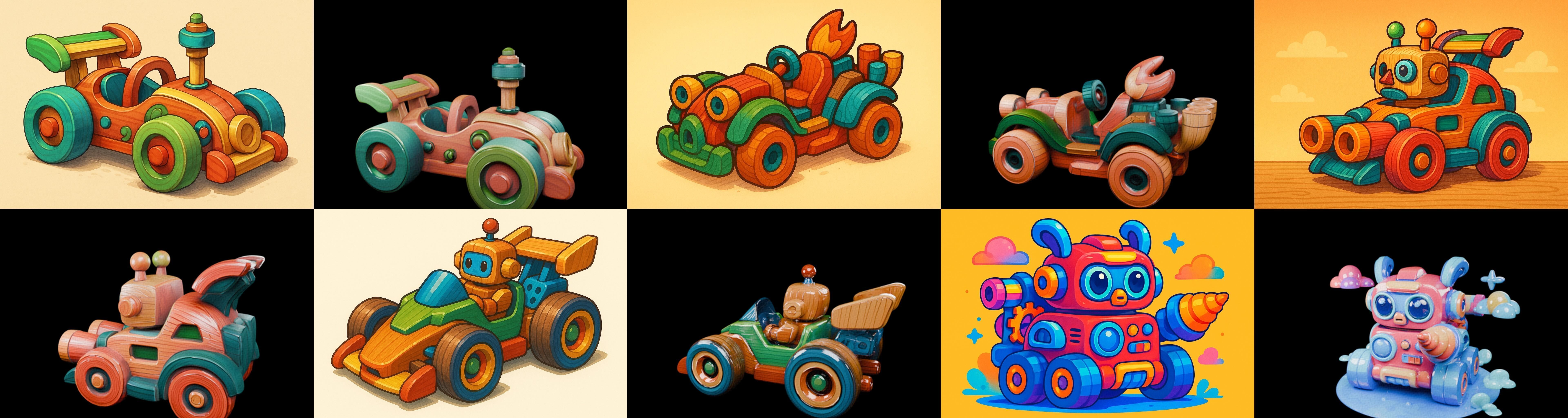 Wood Toy bundle 8 pack 100 glb Low-poly 3D model_6