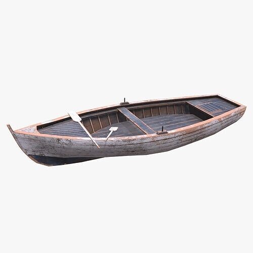 Wooden Boat Low-poly PBR Low-poly 3D model