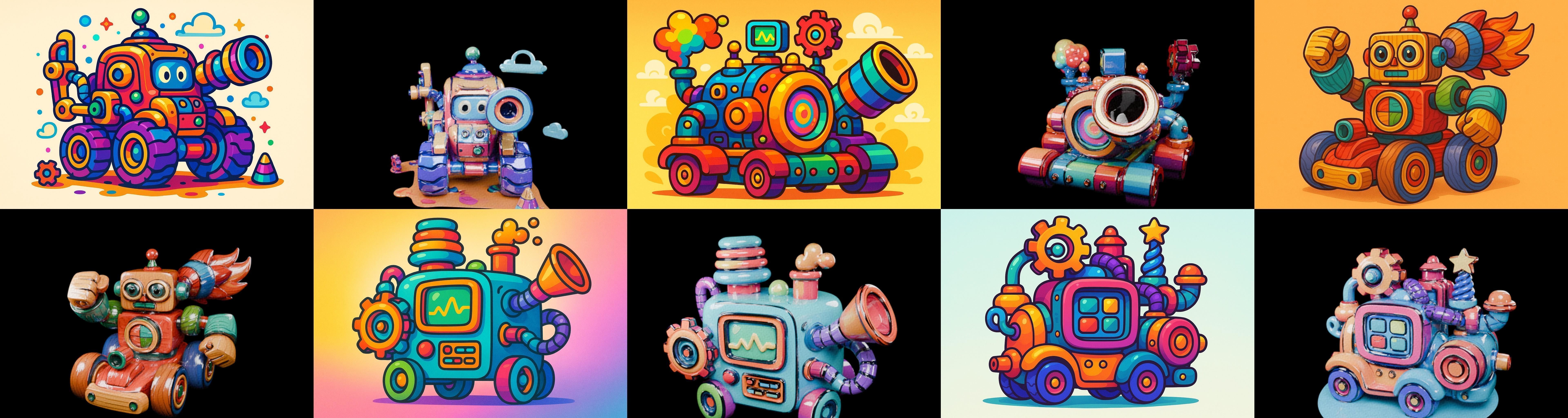 Wood Toy bundle 4 pack 100 glb Low-poly 3D model_9