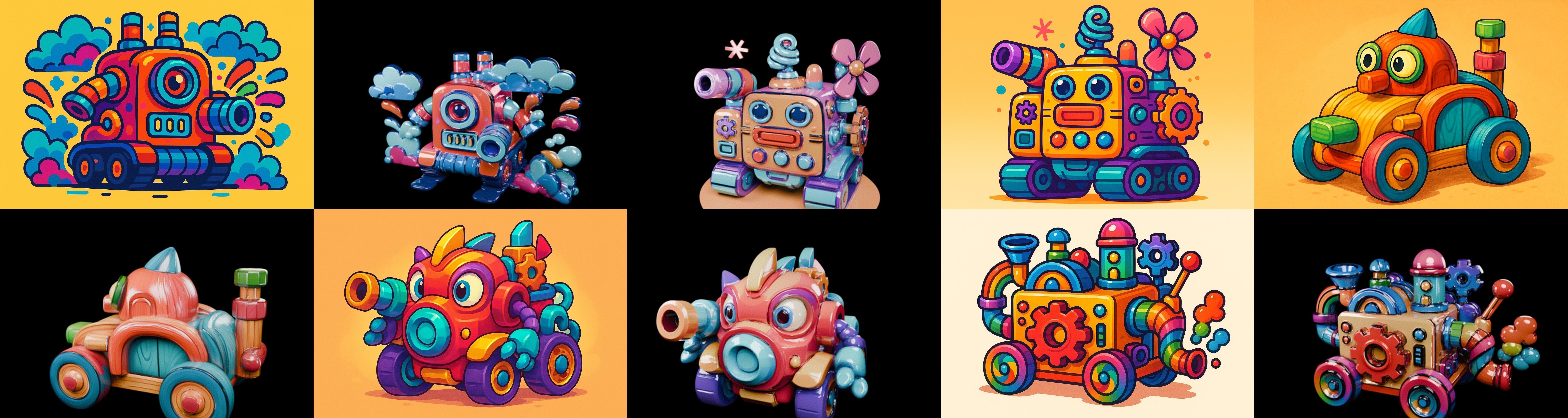 Wood Toy bundle 4 pack 100 glb Low-poly 3D model_18