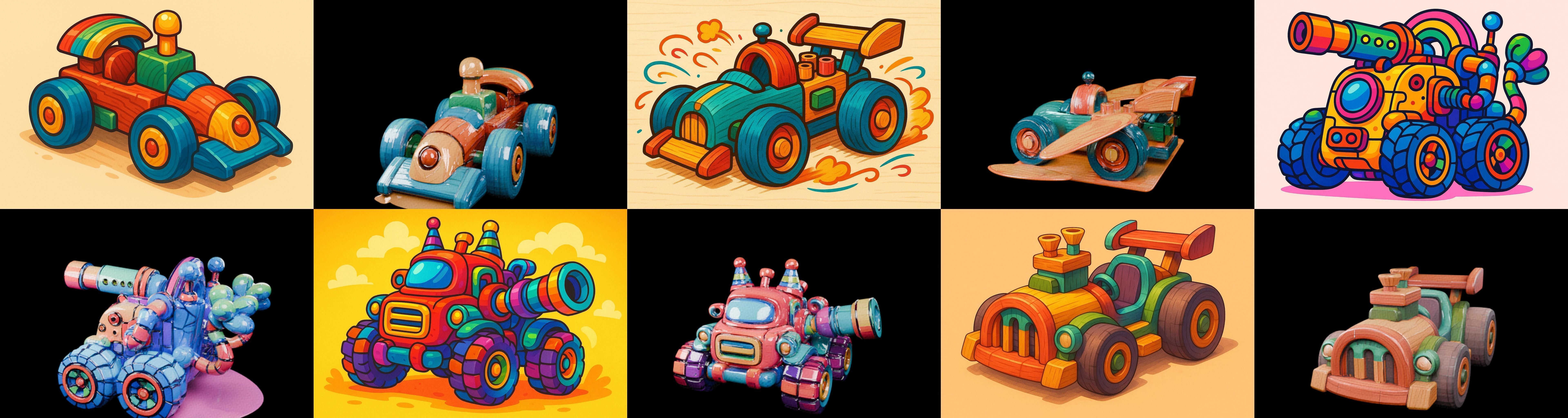 Wood Toy bundle 4 pack 100 glb Low-poly 3D model_11