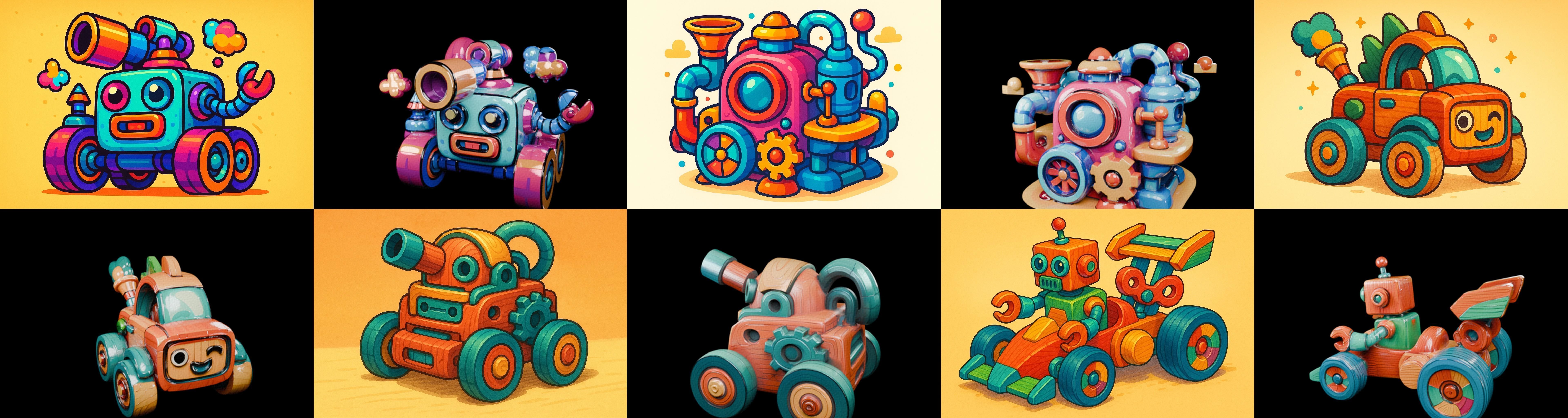 Wood Toy bundle 4 pack 100 glb Low-poly 3D model_7