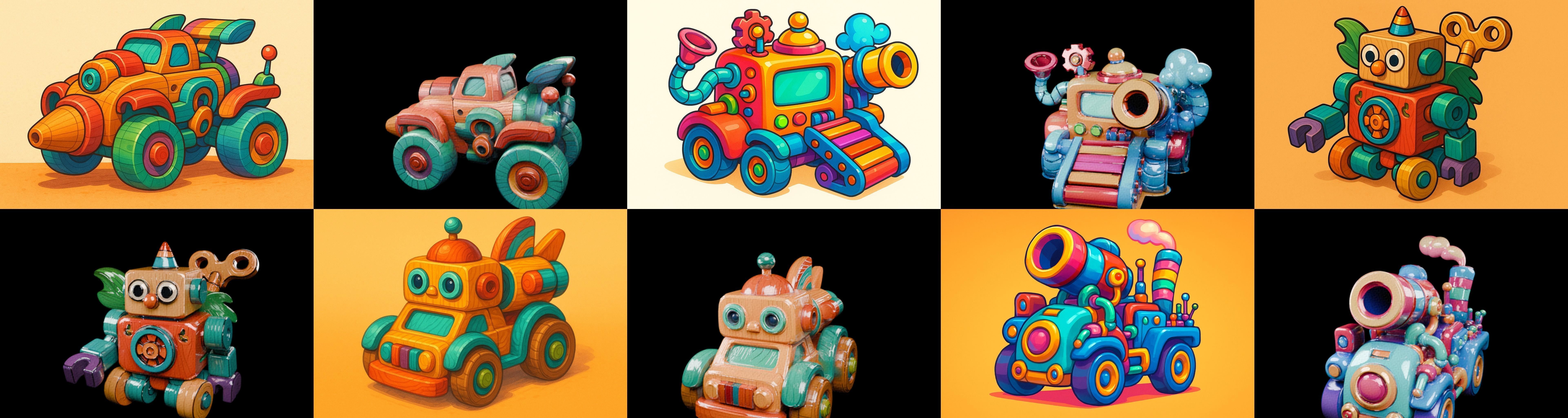 Wood Toy bundle 4 pack 100 glb Low-poly 3D model_15