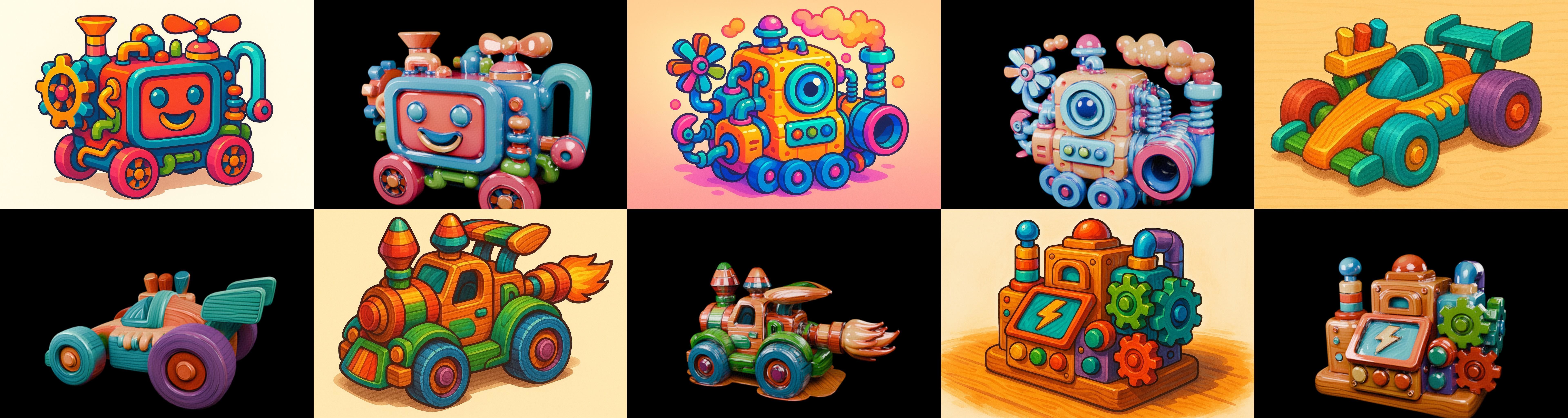 Wood Toy bundle 4 pack 100 glb Low-poly 3D model_8