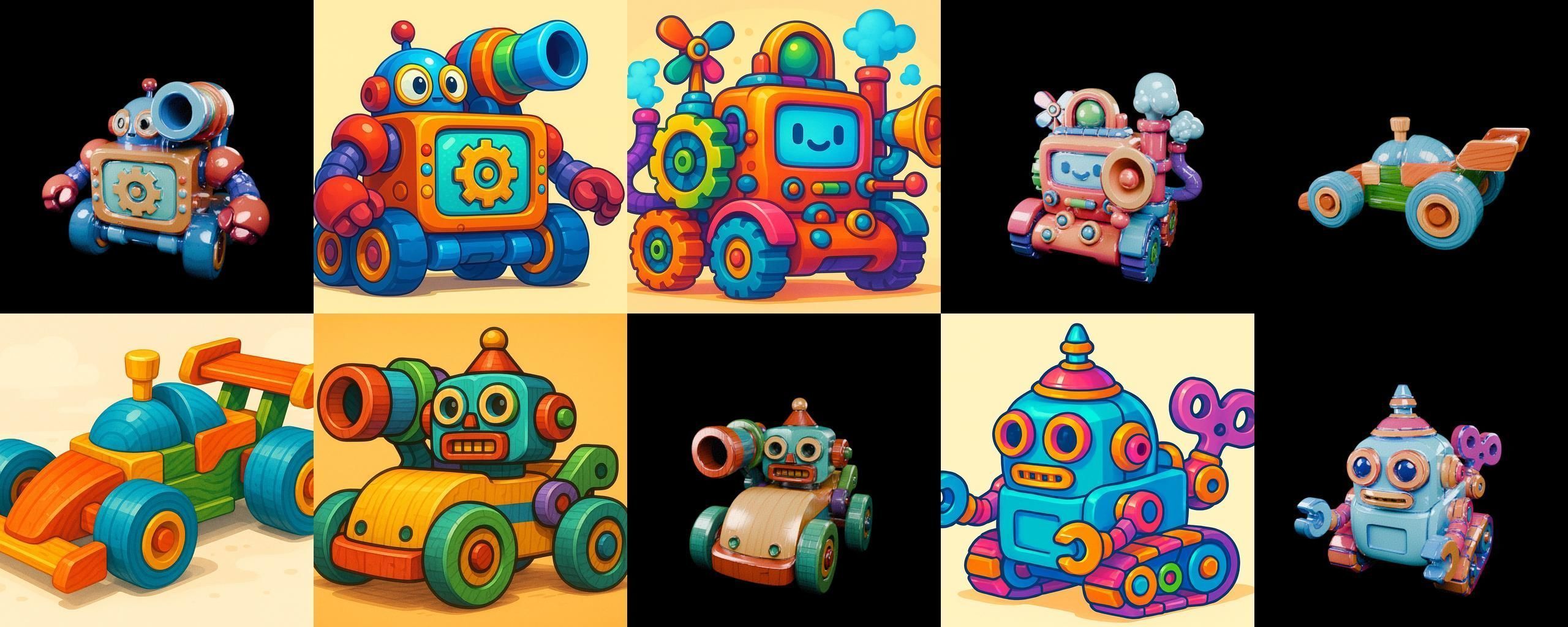 Wood Toy bundle 4 pack 100 glb Low-poly 3D model_16