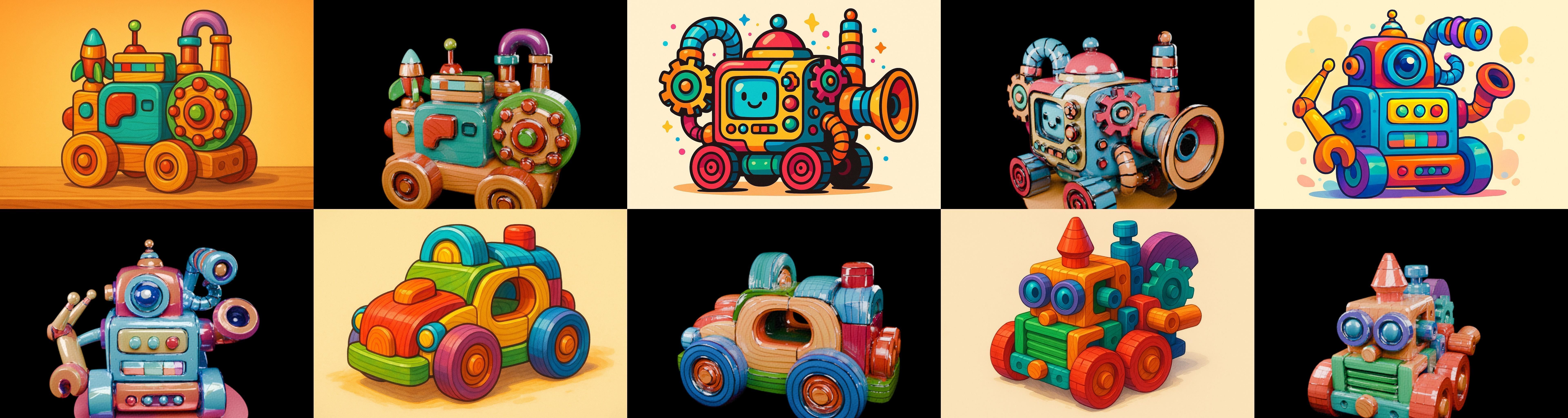 Wood Toy bundle 4 pack 100 glb Low-poly 3D model_3