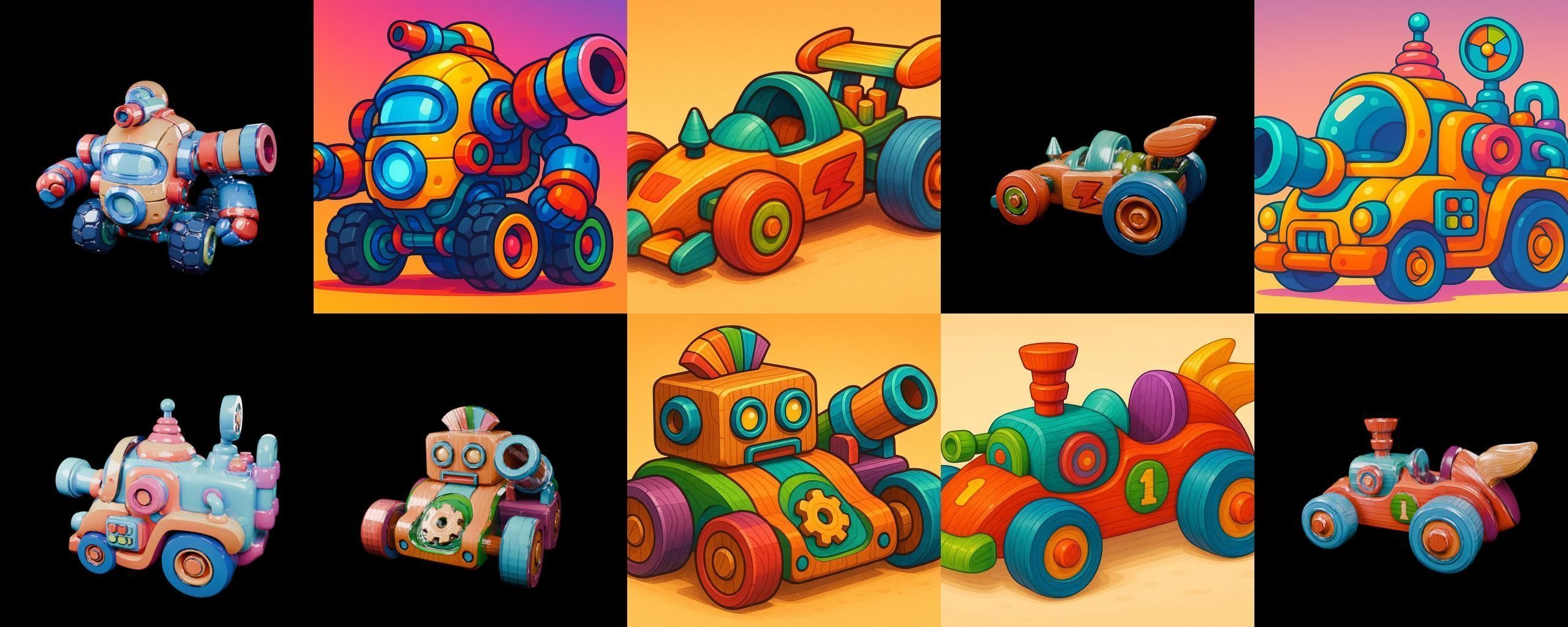 Wood Toy bundle 4 pack 100 glb Low-poly 3D model_13