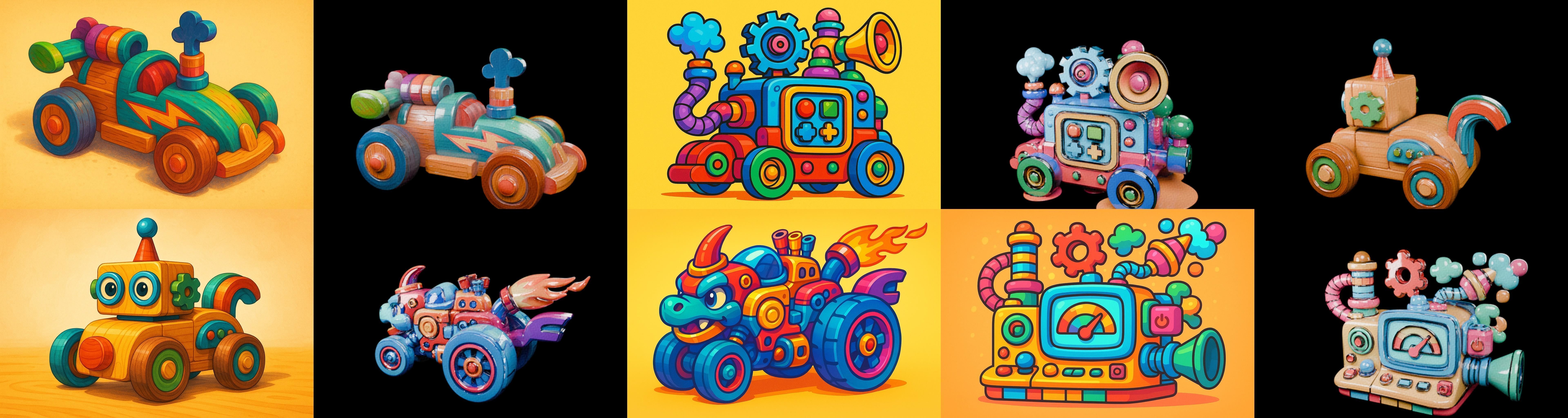 Wood Toy bundle 4 pack 100 glb Low-poly 3D model_14