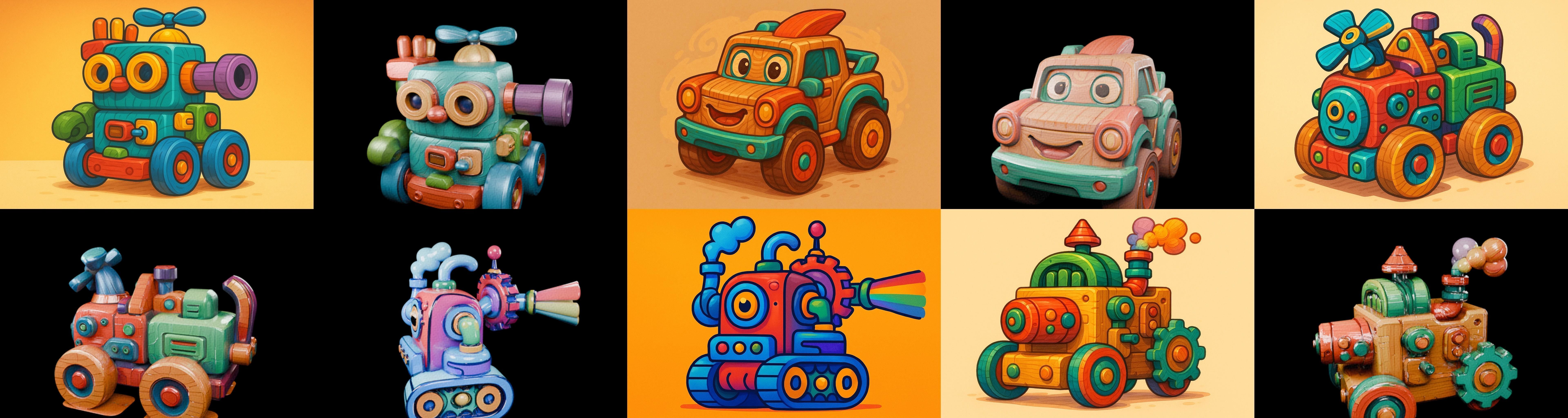 Wood Toy bundle 4 pack 100 glb Low-poly 3D model_1