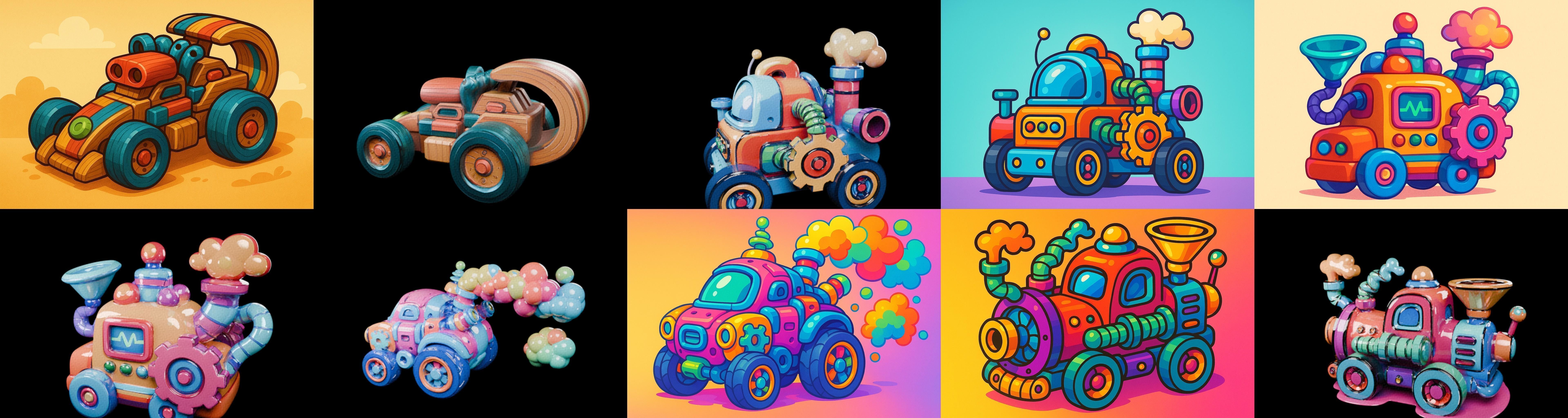 Wood Toy bundle 4 pack 100 glb Low-poly 3D model_5