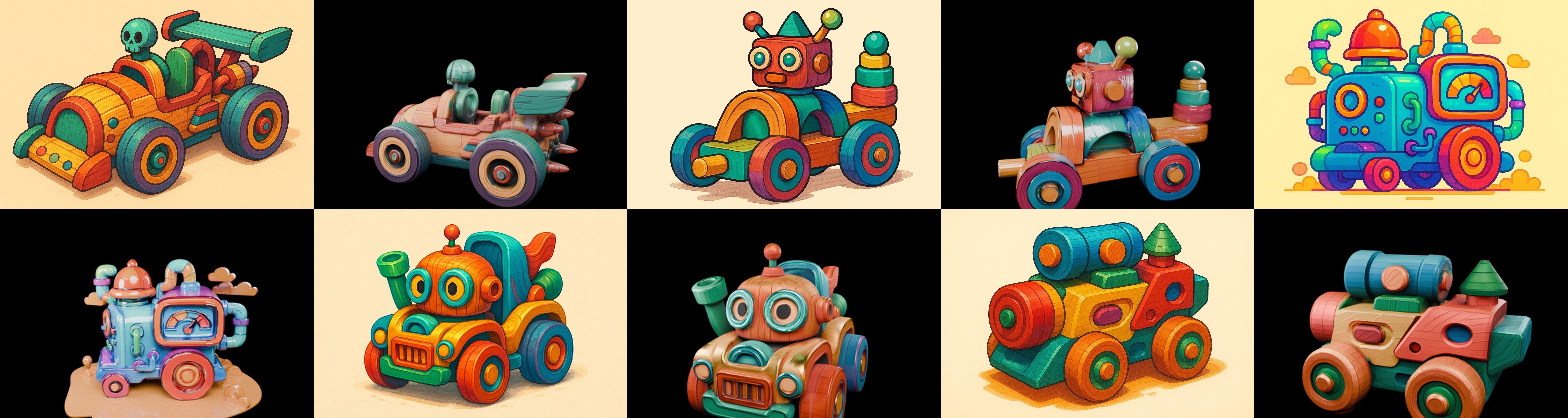 Wood Toy bundle 4 pack 100 glb Low-poly 3D model_19