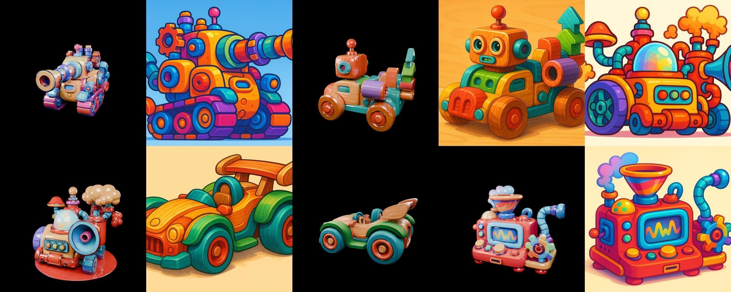 Wood Toy bundle 4 pack 100 glb Low-poly 3D model_17