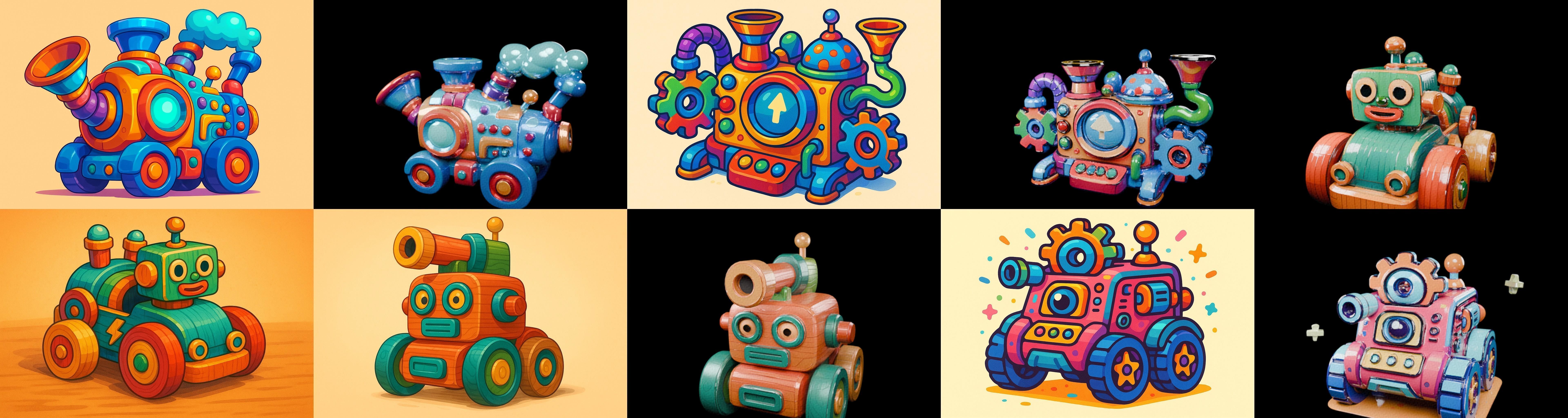 Wood Toy bundle 4 pack 100 glb Low-poly 3D model_4