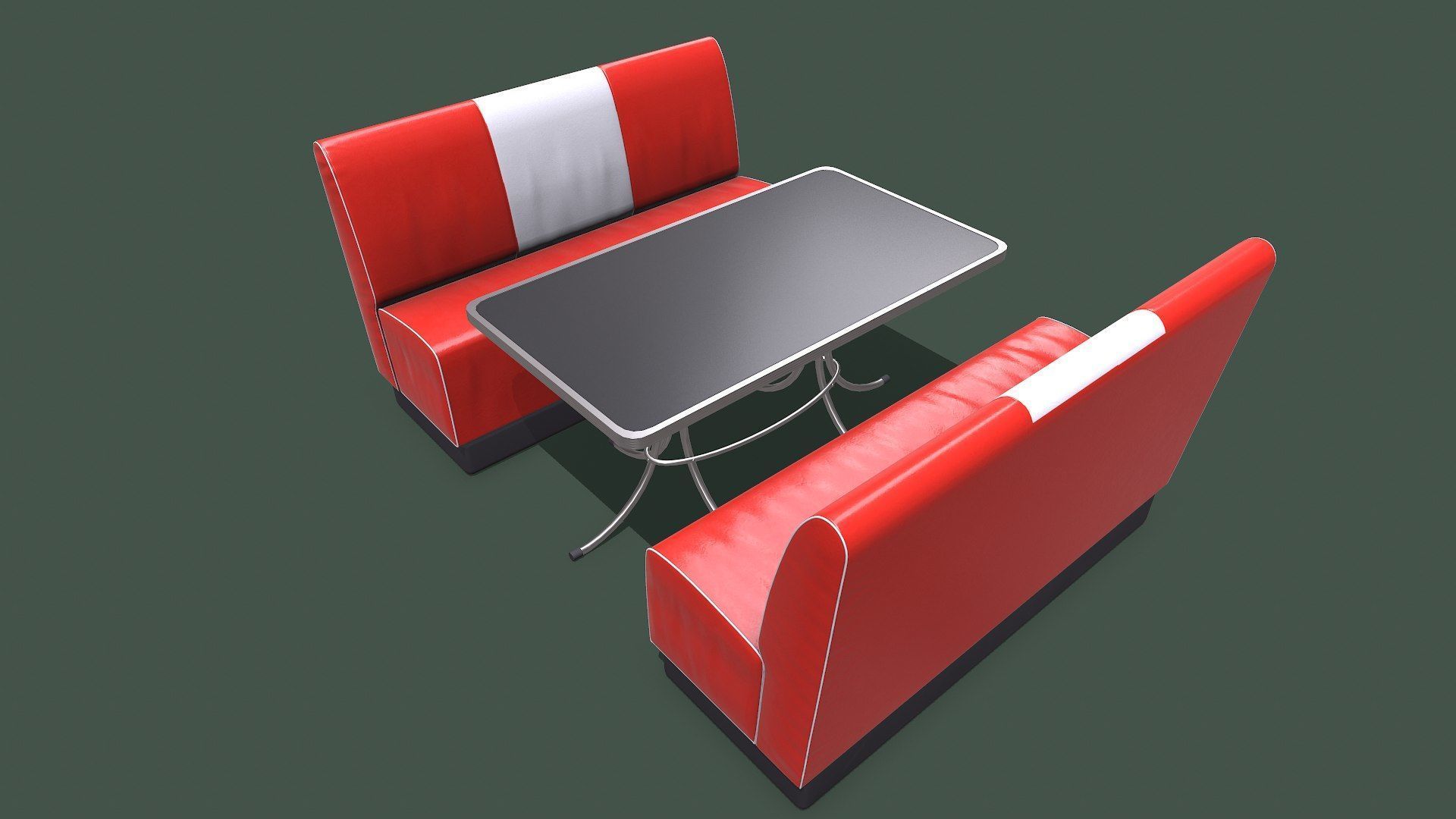 Retro Diner Booth Low-poly PBR Low-poly 3D model_10