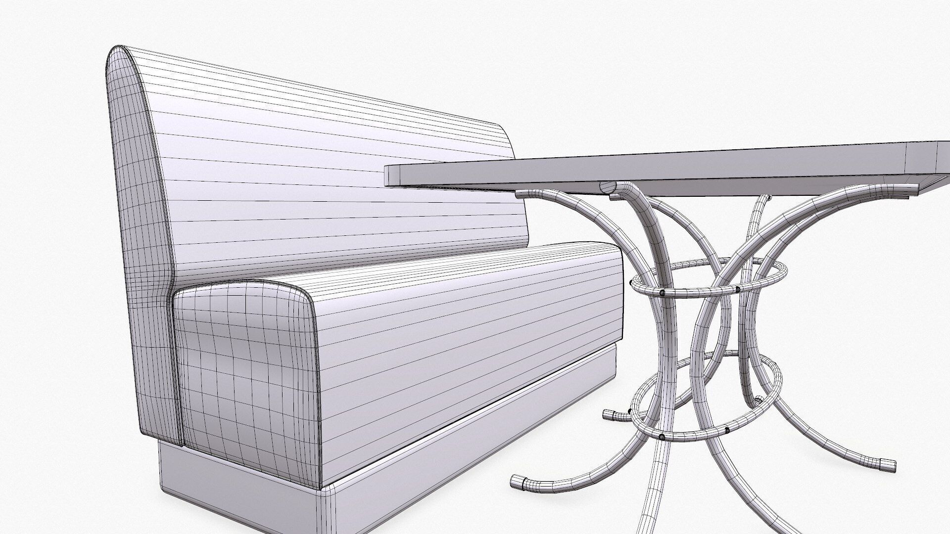 Retro Diner Booth Low-poly PBR Low-poly 3D model_25