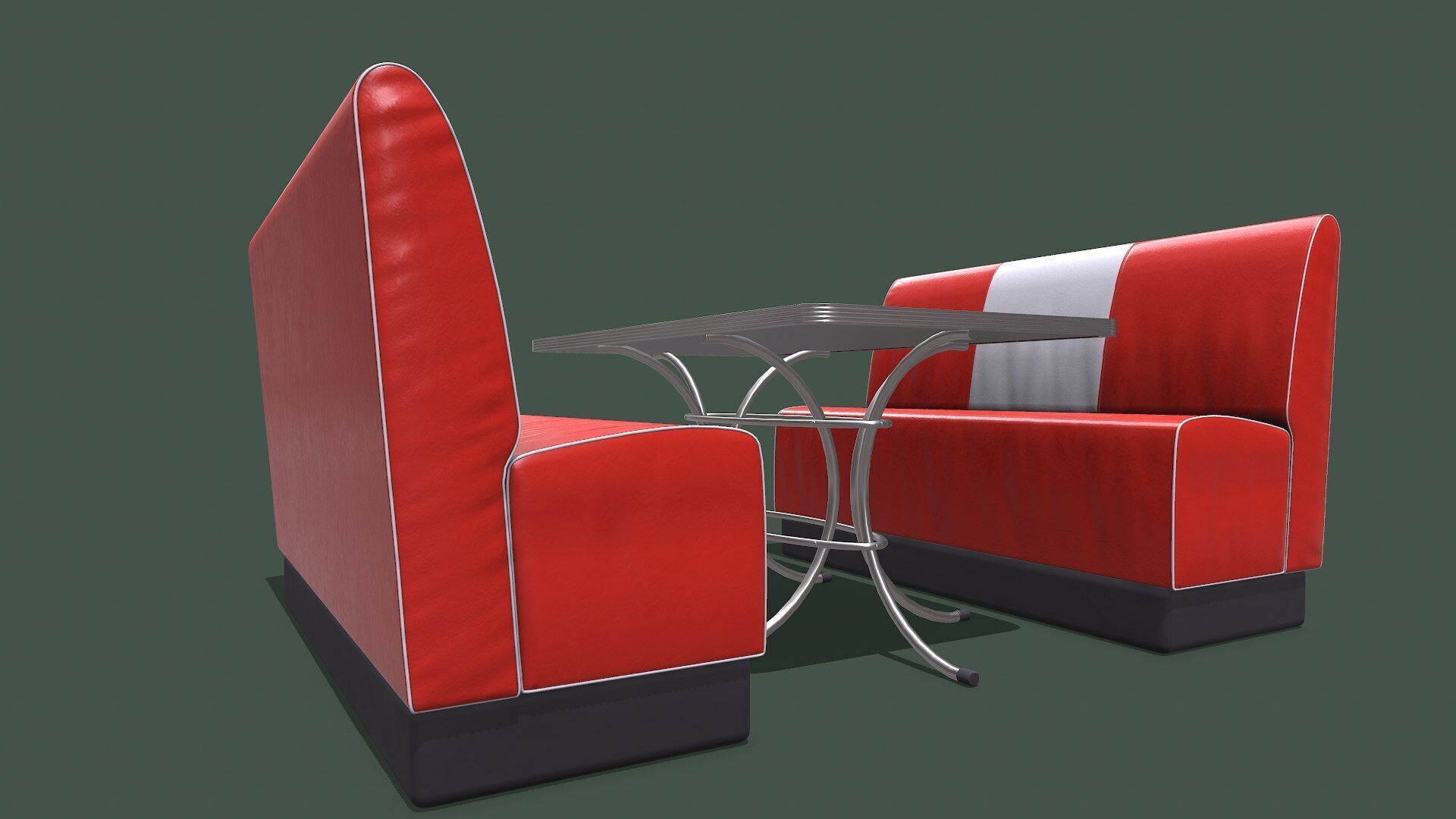 Retro Diner Booth Low-poly PBR Low-poly 3D model_20