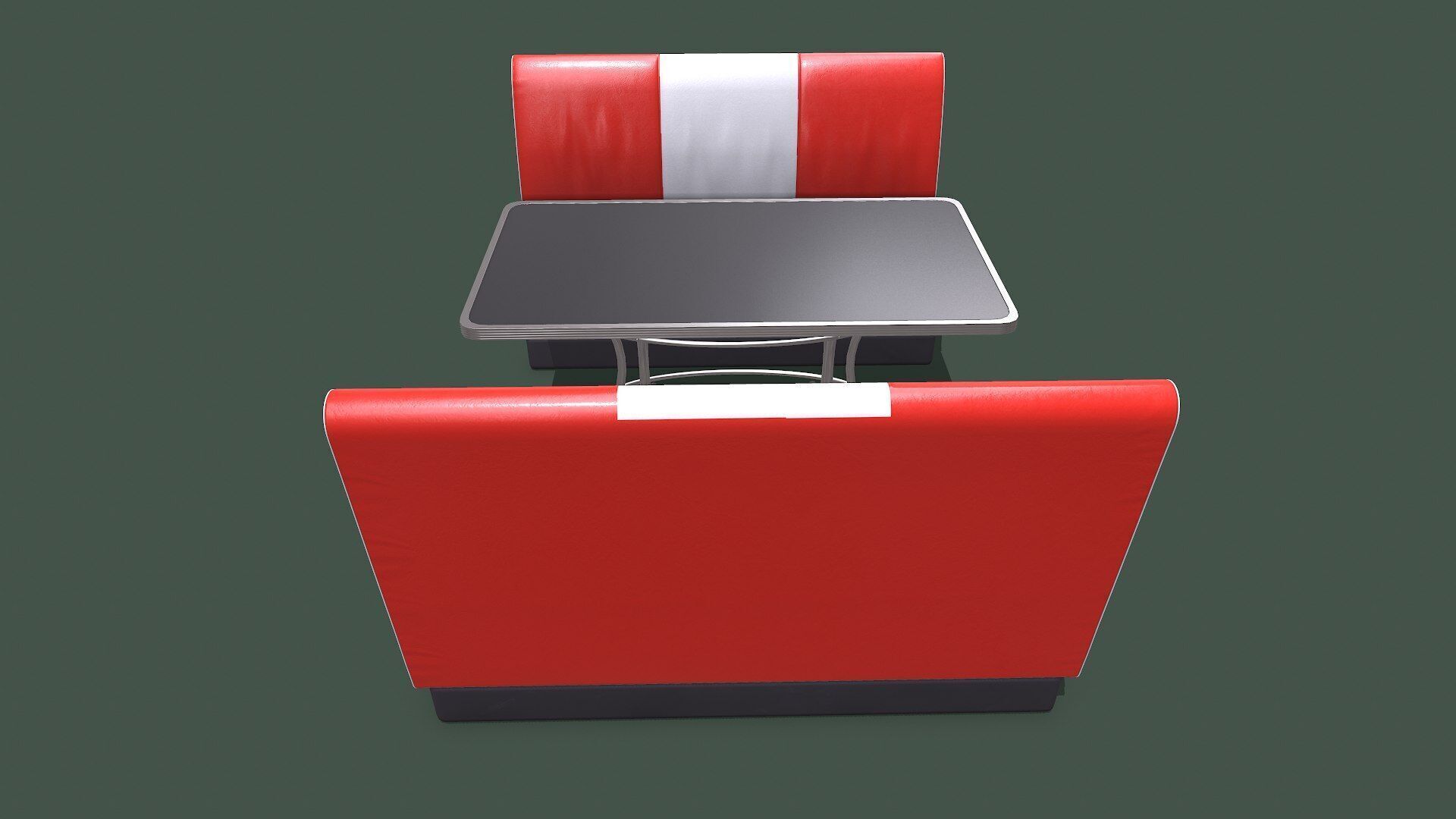 Retro Diner Booth Low-poly PBR Low-poly 3D model_7