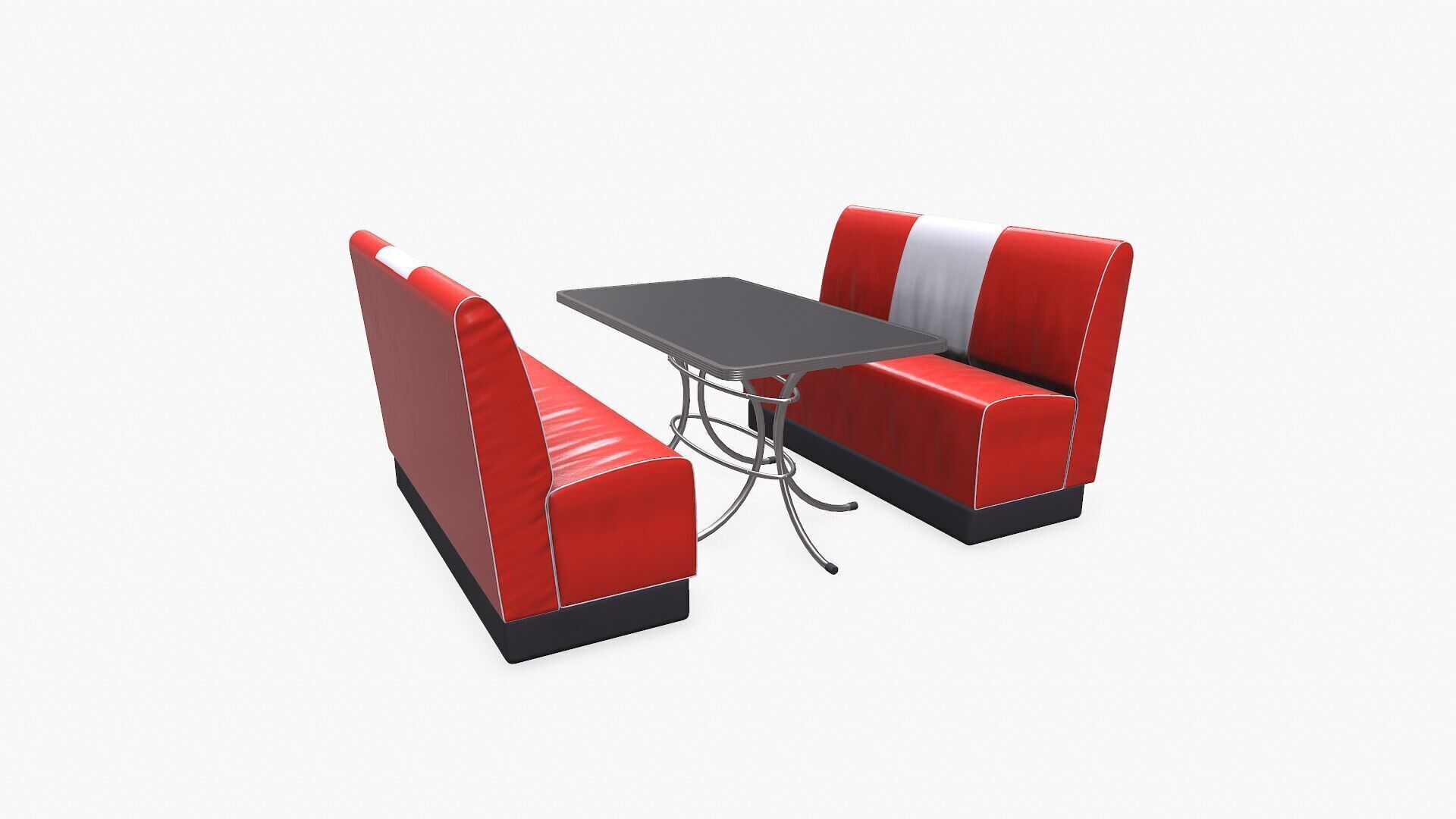 Retro Diner Booth Low-poly PBR Low-poly 3D model_2