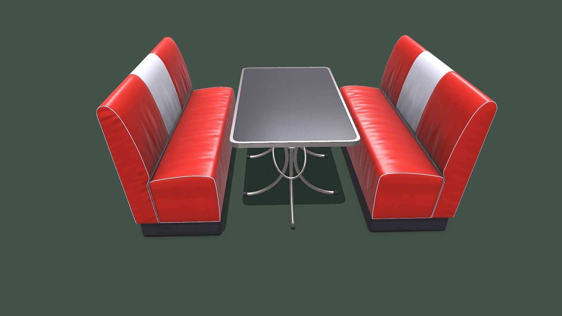 Retro Diner Booth Low-poly PBR Low-poly 3D model_3