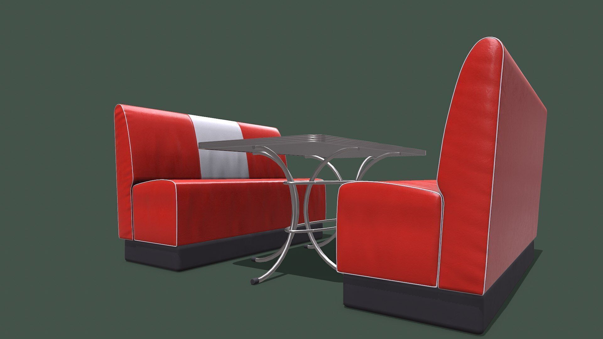 Retro Diner Booth Low-poly PBR Low-poly 3D model_17