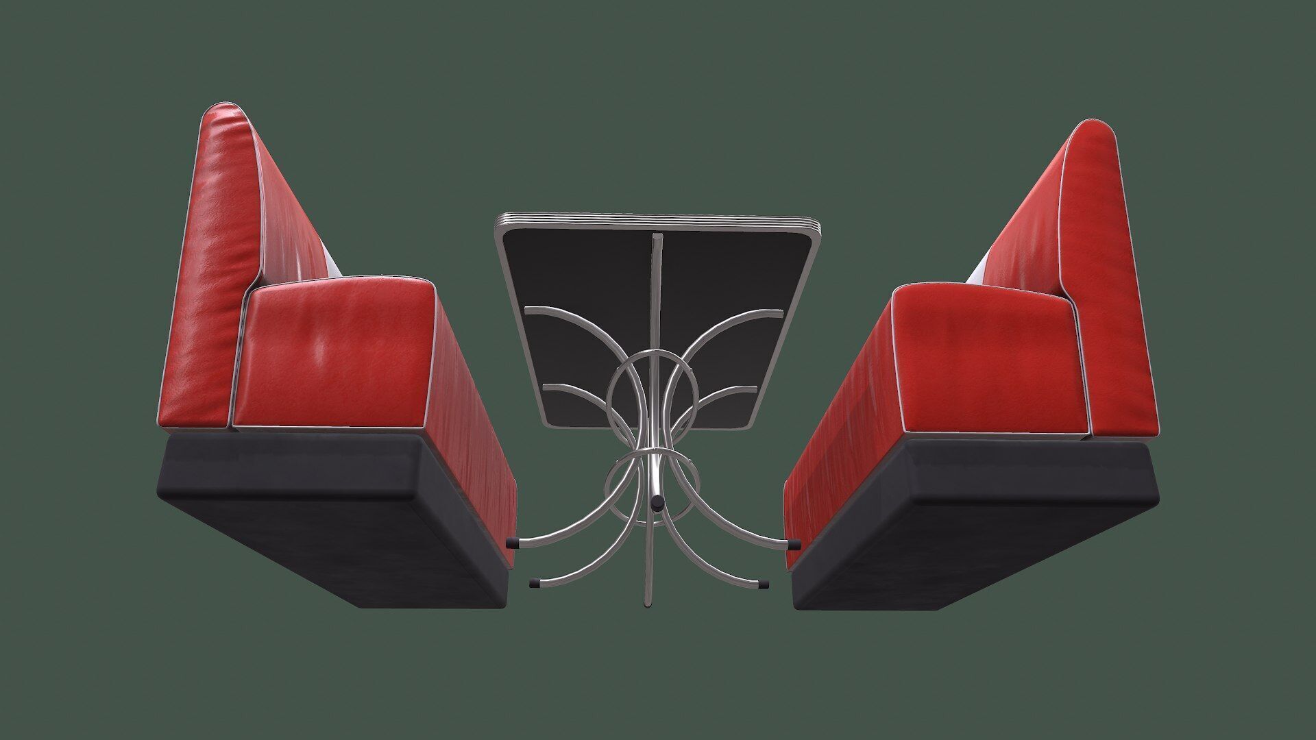 Retro Diner Booth Low-poly PBR Low-poly 3D model_13