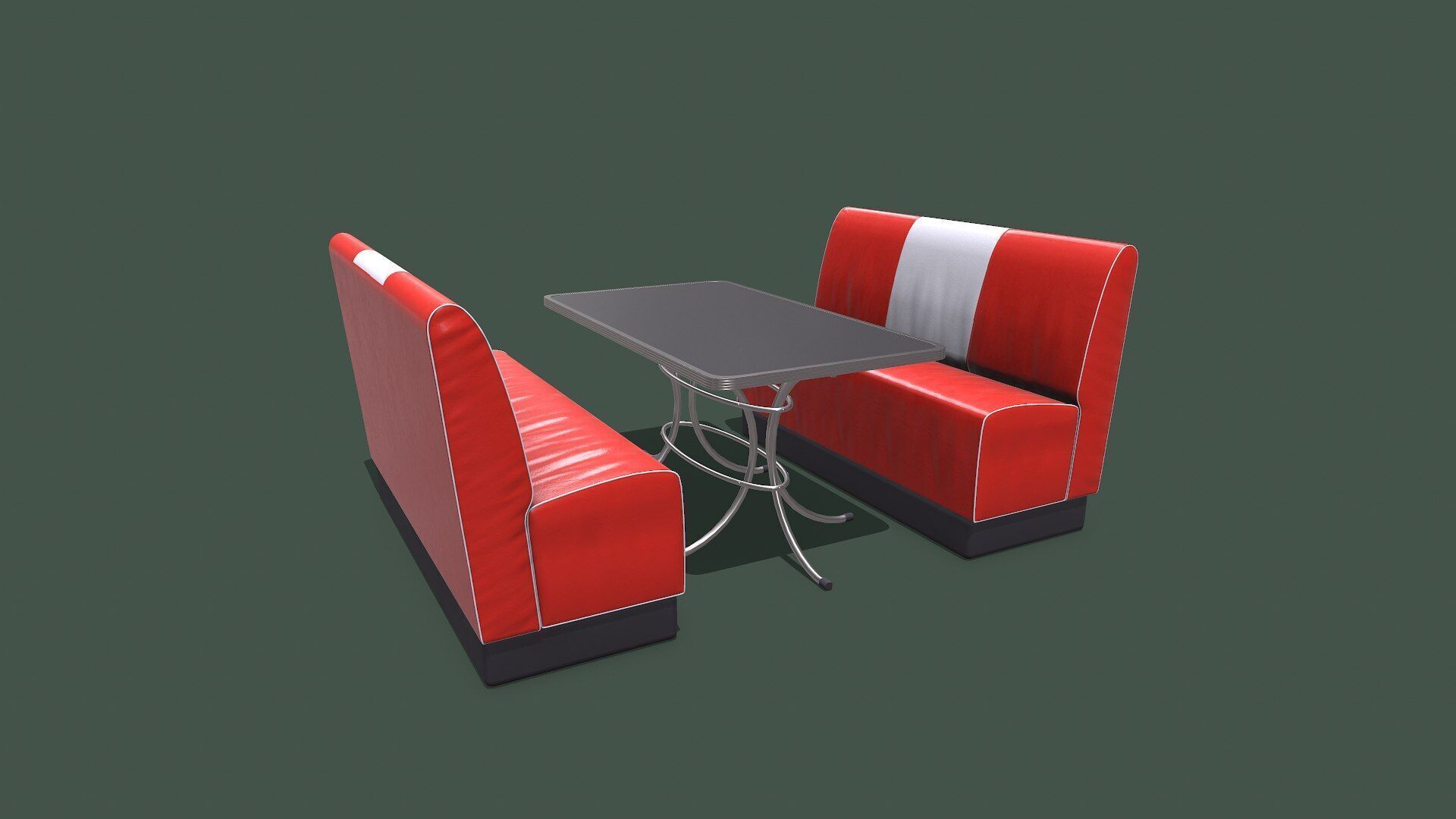 Retro Diner Booth Low-poly PBR Low-poly 3D model_22