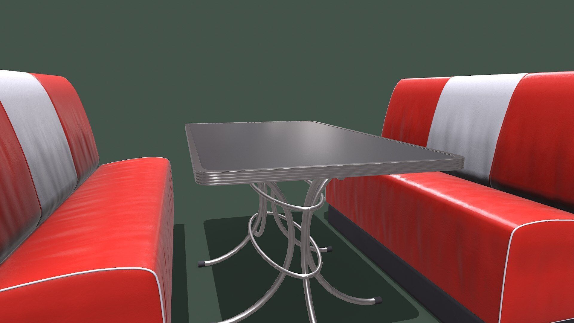 Retro Diner Booth Low-poly PBR Low-poly 3D model_15